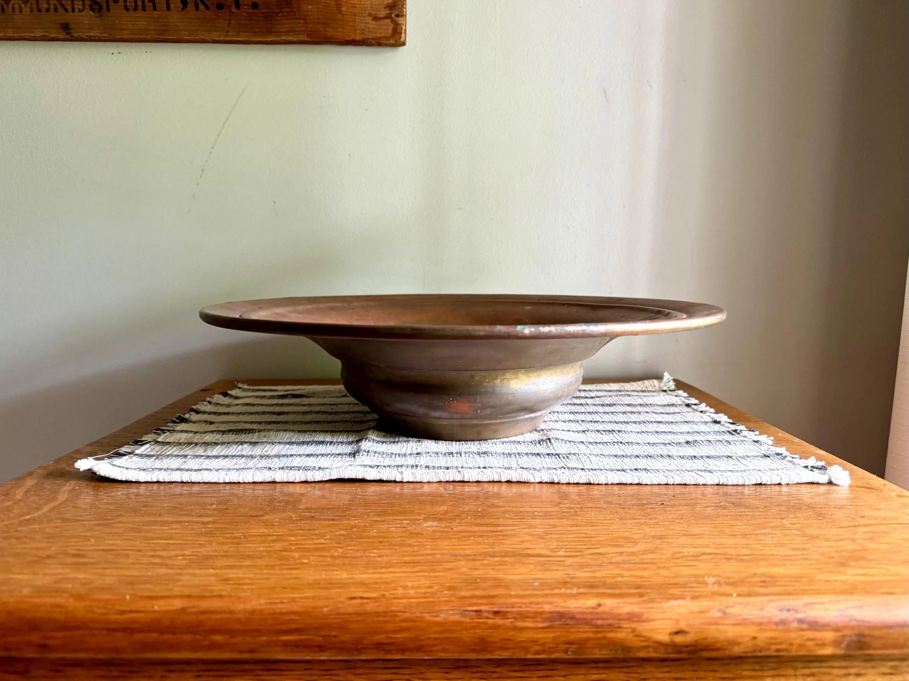 Antique Distressed Copper Bowl | French Copper Fruit Bowl | Copper Centerpiece Bowl | Antique Brass Bowl | Marked Large Distressed Copper Bowl