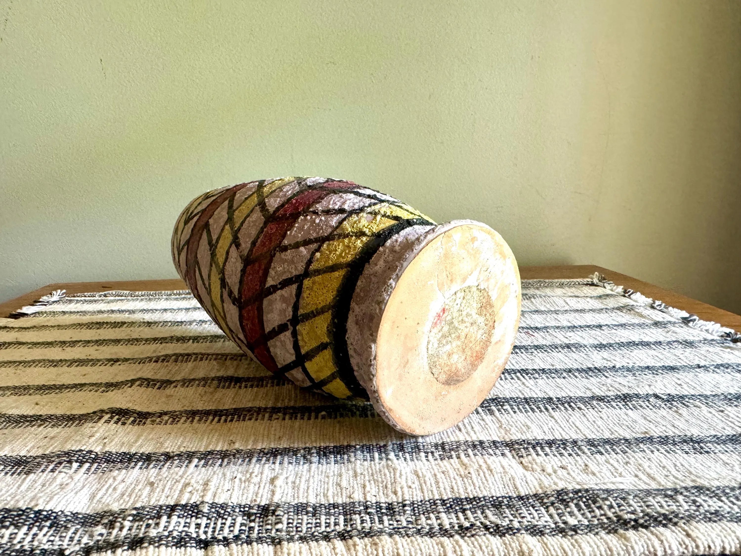 Vintage Italian Rossini MCM Vase | Rossini Abstract Geometric Textured Lava Glaze Vase | Italian MCM Textured Vase