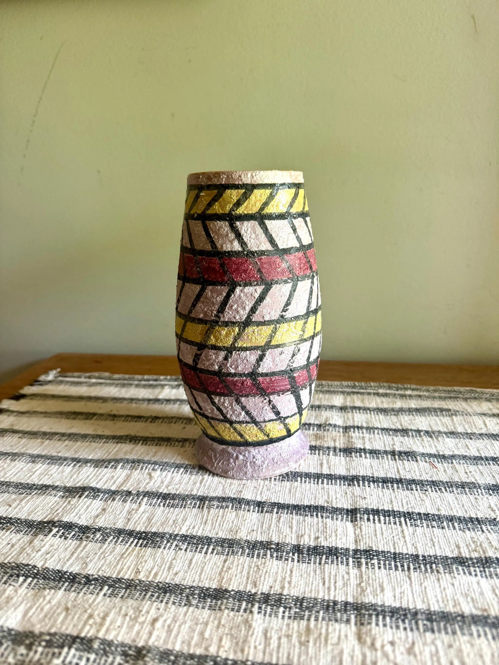 Vintage Italian Rossini MCM Vase | Rossini Abstract Geometric Textured Lava Glaze Vase | Italian MCM Textured Vase