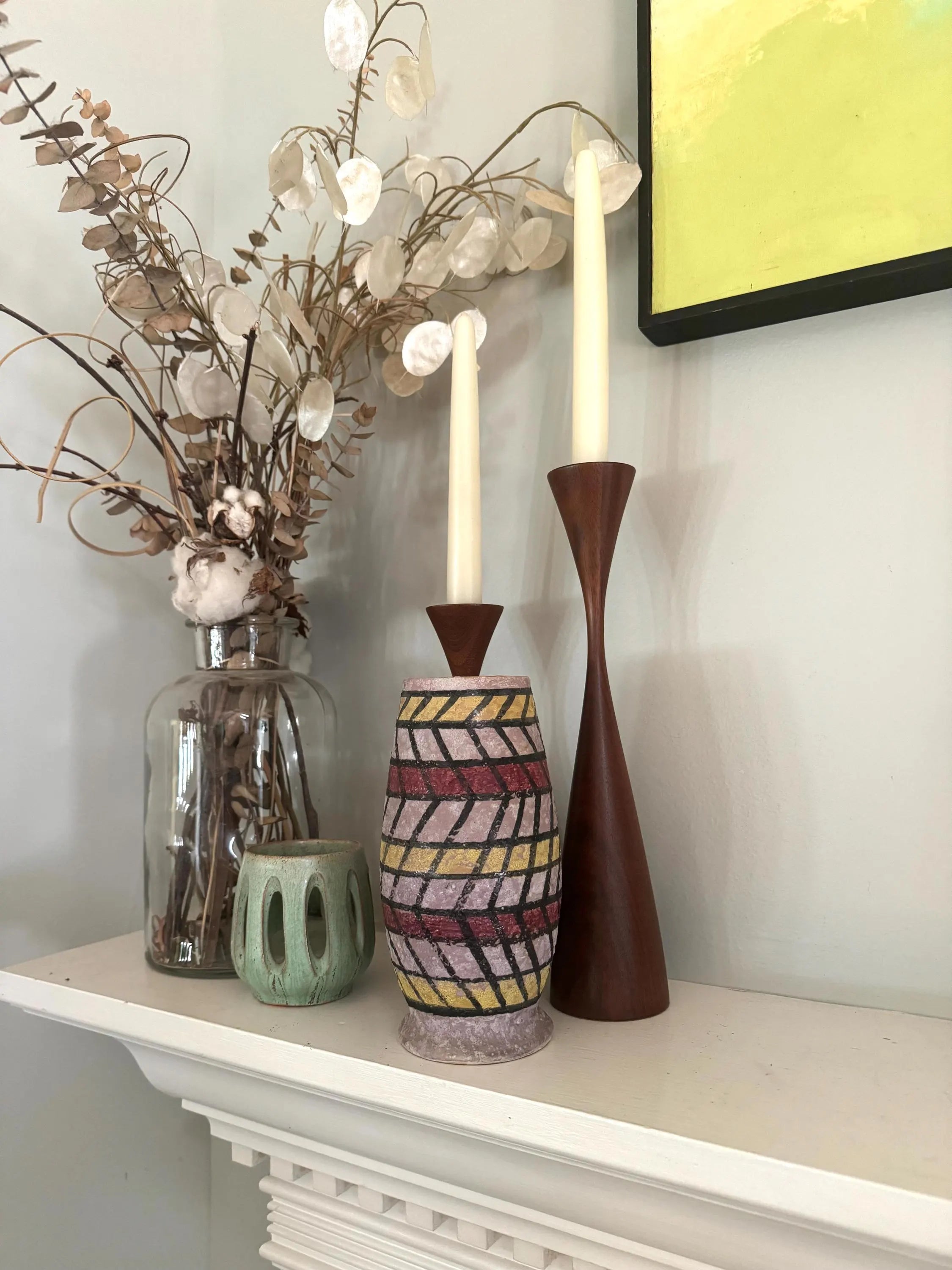 Vintage Italian Rossini MCM Vase | Rossini Abstract Geometric Textured Lava Glaze Vase | Italian MCM Textured Vase