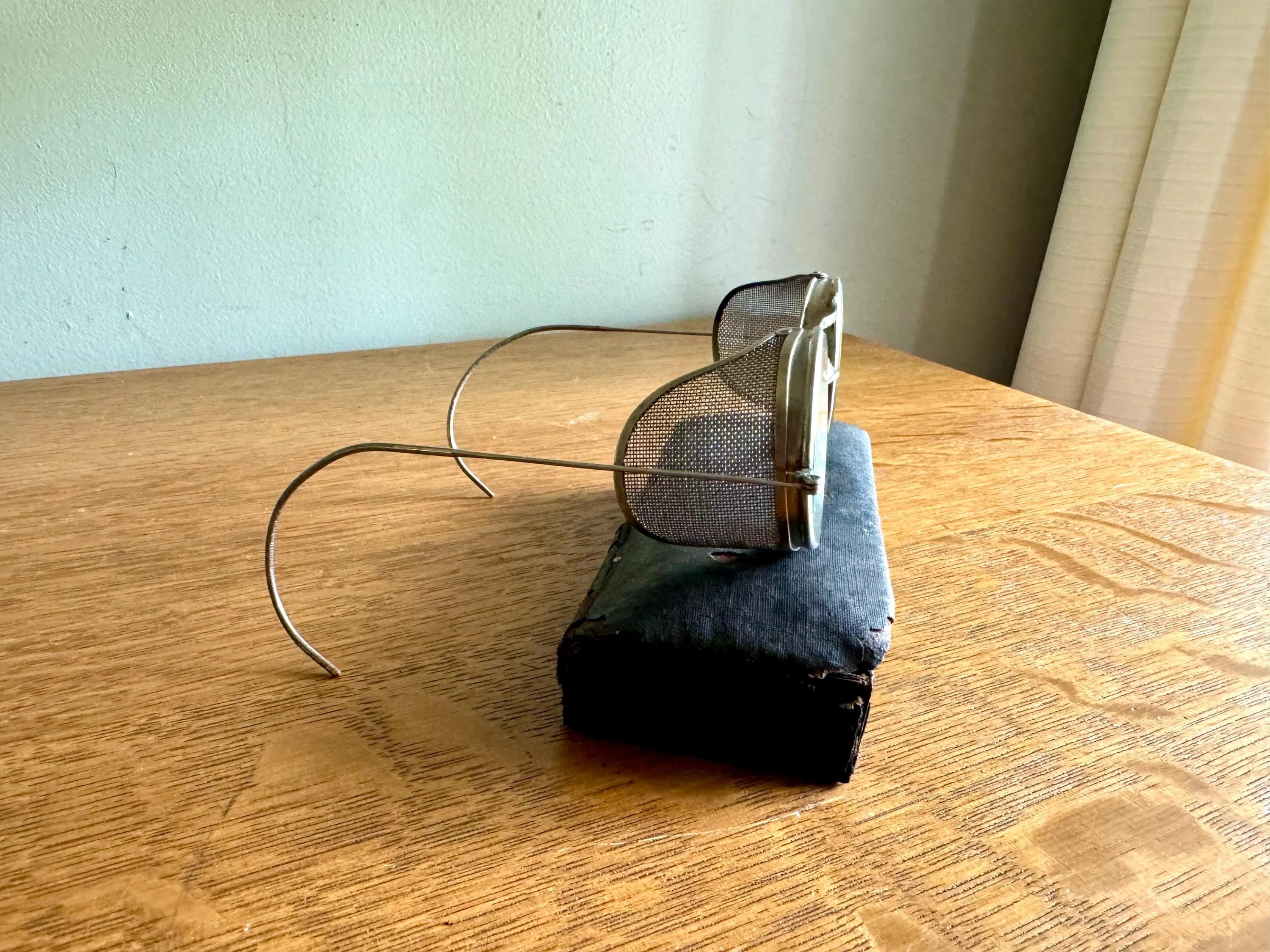 1940's Pierce Protecto Wire Rim Safety Glasses | Pierce Protecto Eyewear With Original Case | Vintage Factory Glasses or Riding Glasses