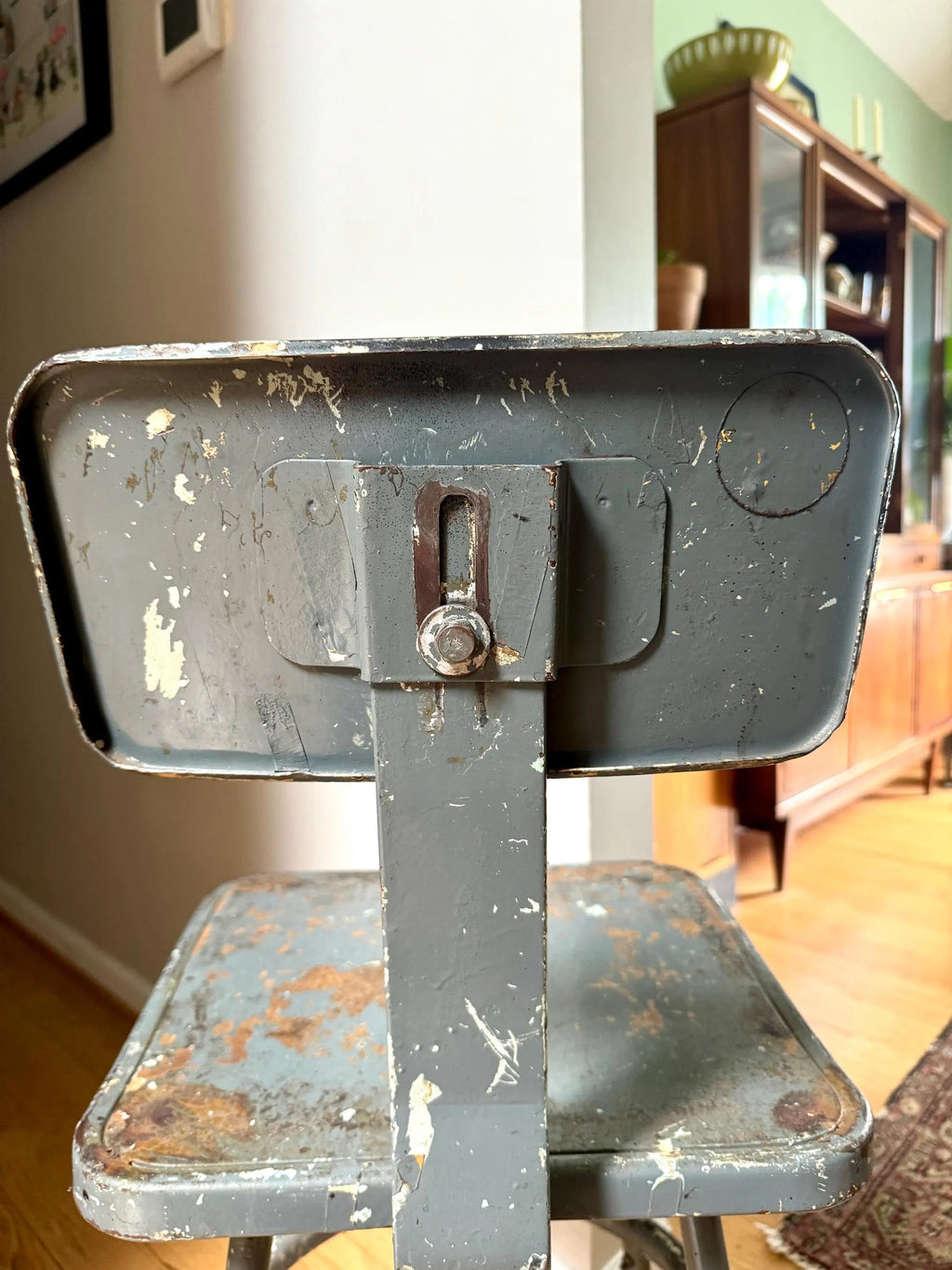 Industrial Drafting Chair | Adjustable Metal Stool | Industrial Seating | Rustic Metal Chair | Mid Century Metal Chair | Distressed Stool