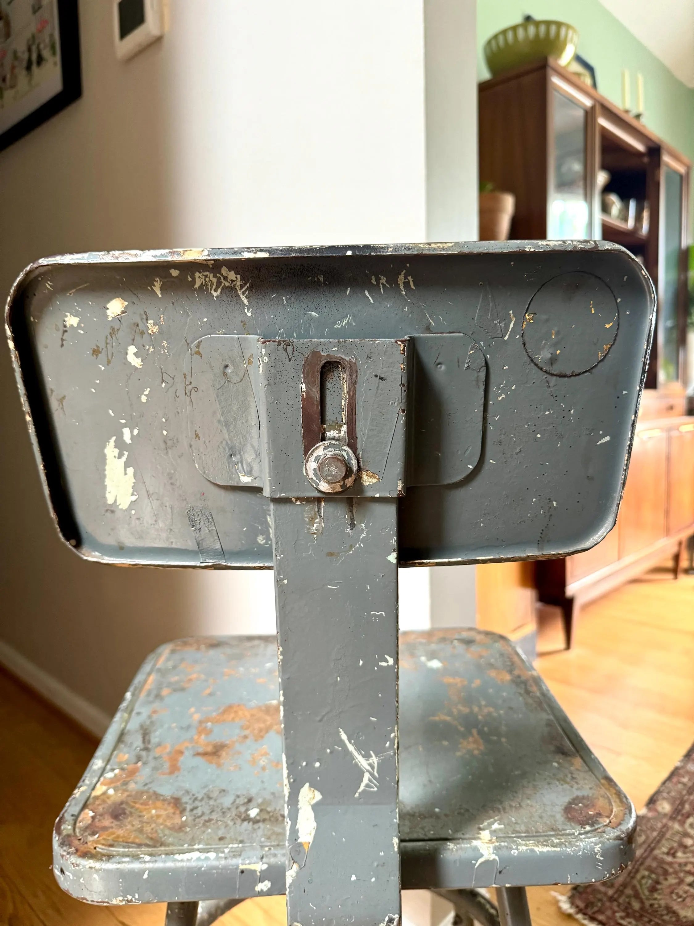 Industrial Drafting Chair | Adjustable Metal Stool | Industrial Seating | Rustic Metal Chair | Mid Century Metal Chair | Distressed Stool