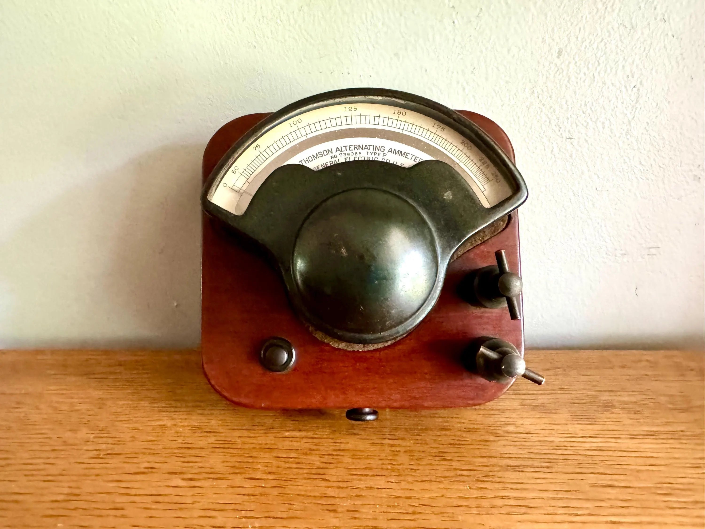 Antique Thomson Alternating Ammeter | General Electric Amp Gauge | Wooden Type P Thomson Alternating Ammeter | Vintage Electric Meter