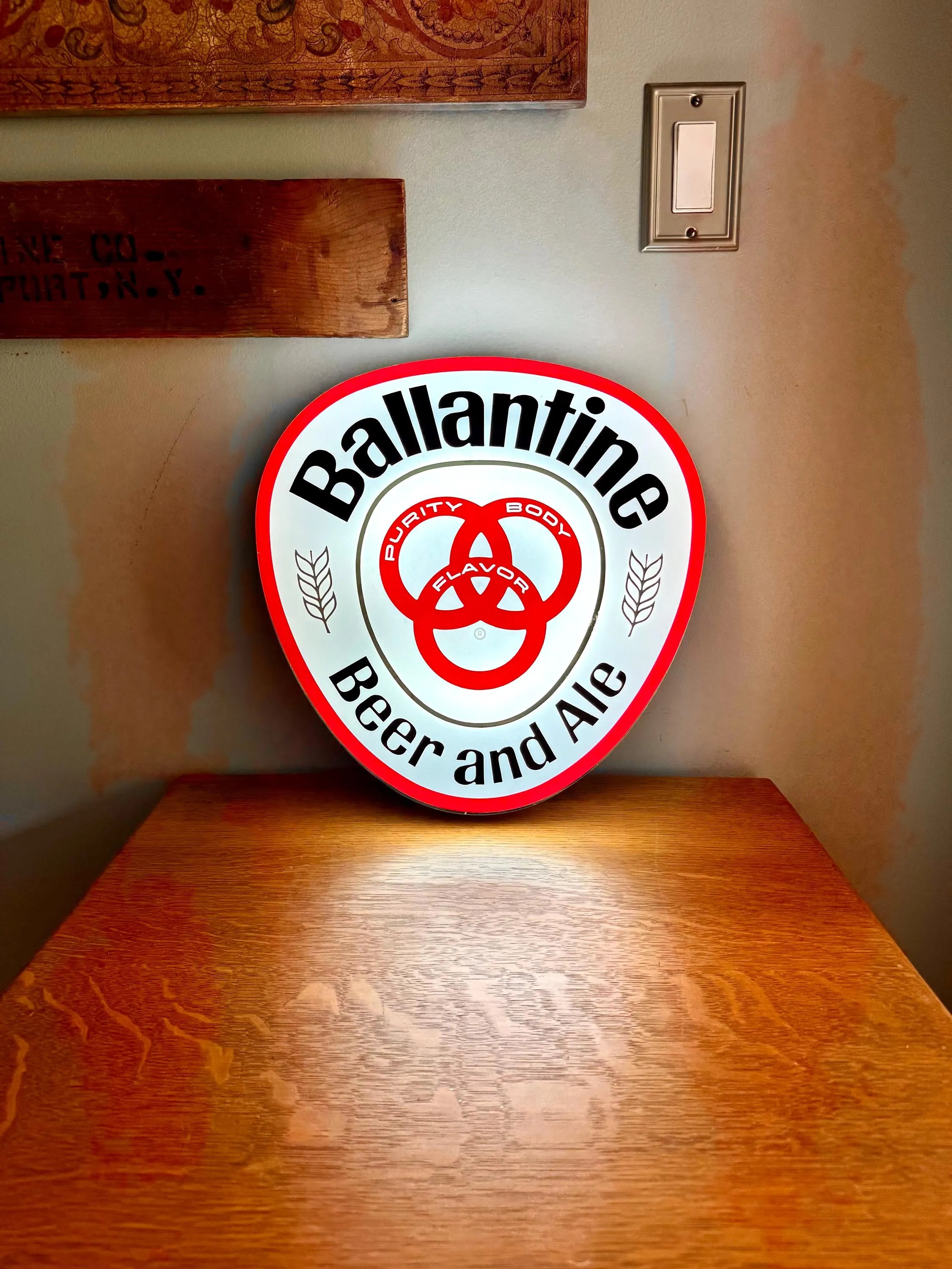 Vintage Ballantine Beer Advertisement Sign | Bar Lighted Sign | Large Ballantine Beer Lighted Sign | Falstaf Brewing Company Sign