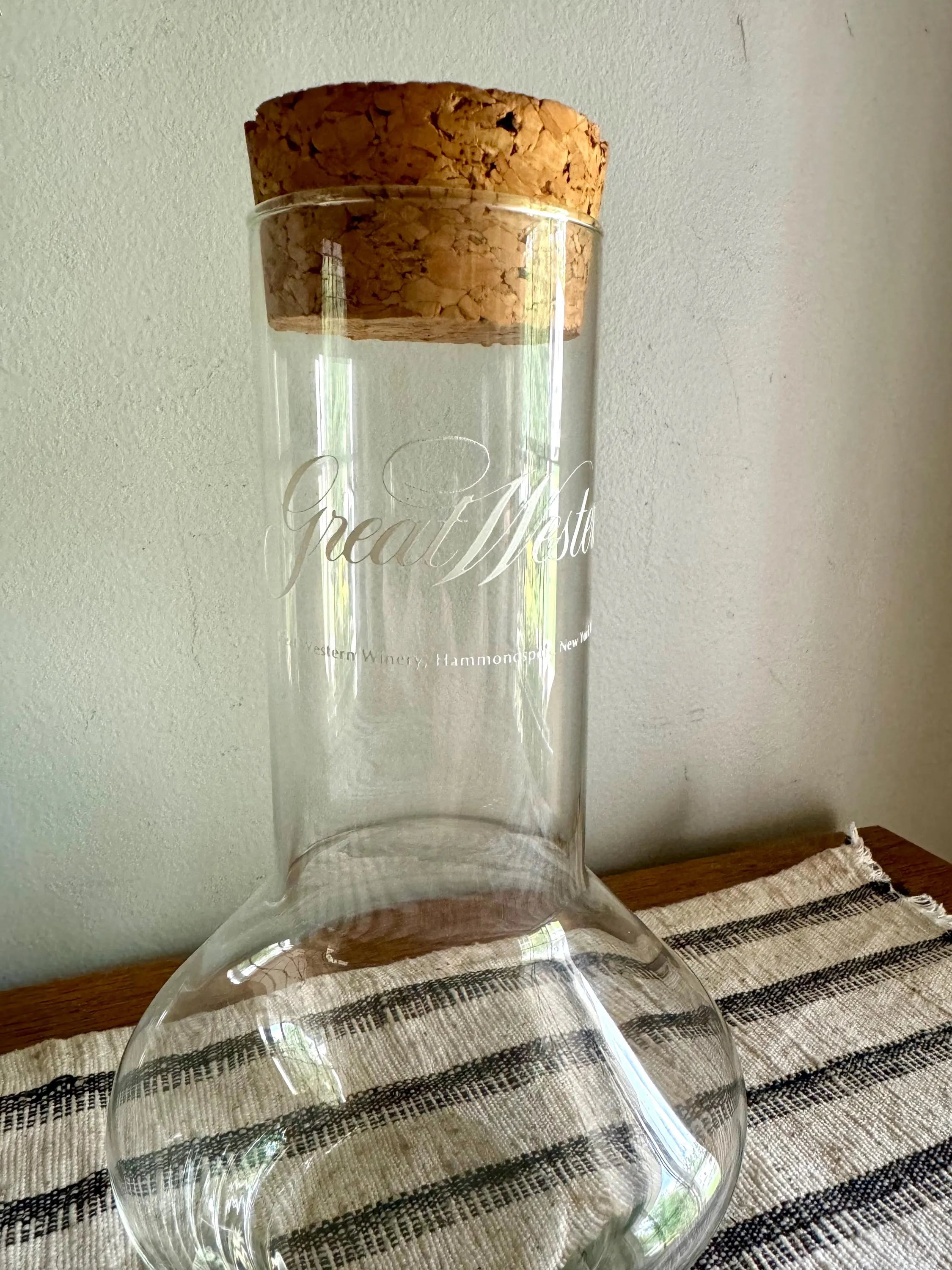 Vintage Great Western Winery Decanter | Great Western Winery Libbey Glass Decanter | Corked Glass Carafe | Hammondsport NY Winery Decanter