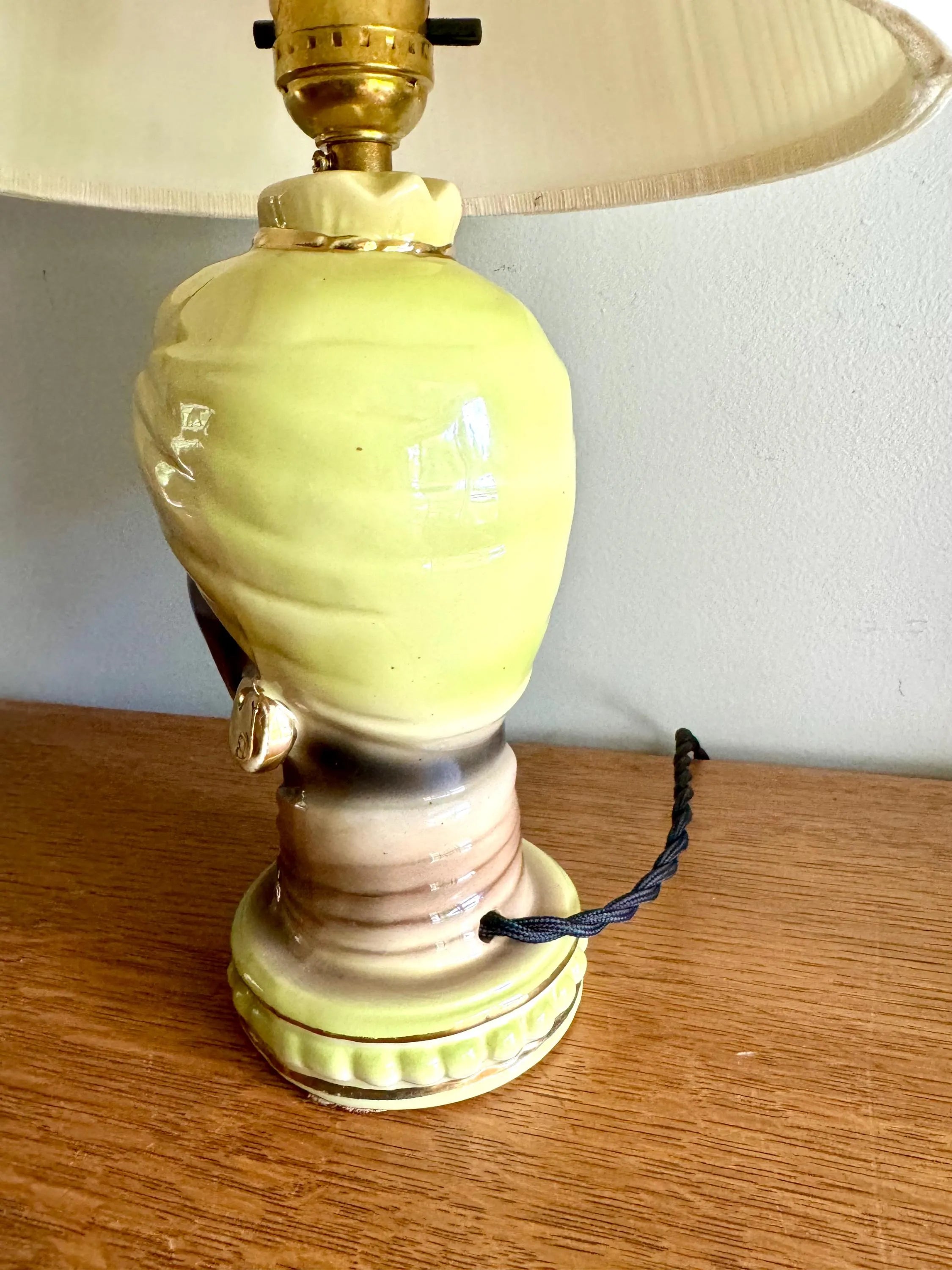 Vintage Porcelain Blackamoor Boudoir Lamp | Rewired Nubian Genie Head Lamp | Shawnee Pottery | Blackamoor Sultan Ceramic Head Lamp