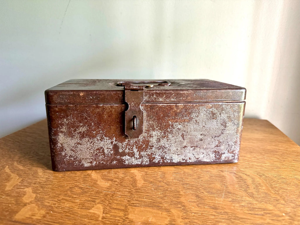 Vintage Rustic Cash/Money Box | Rustic Metal Strong Box | Distressed Metal Box | Stash Box | Heavy Duty Box | Cosmetic Box | Utility Box