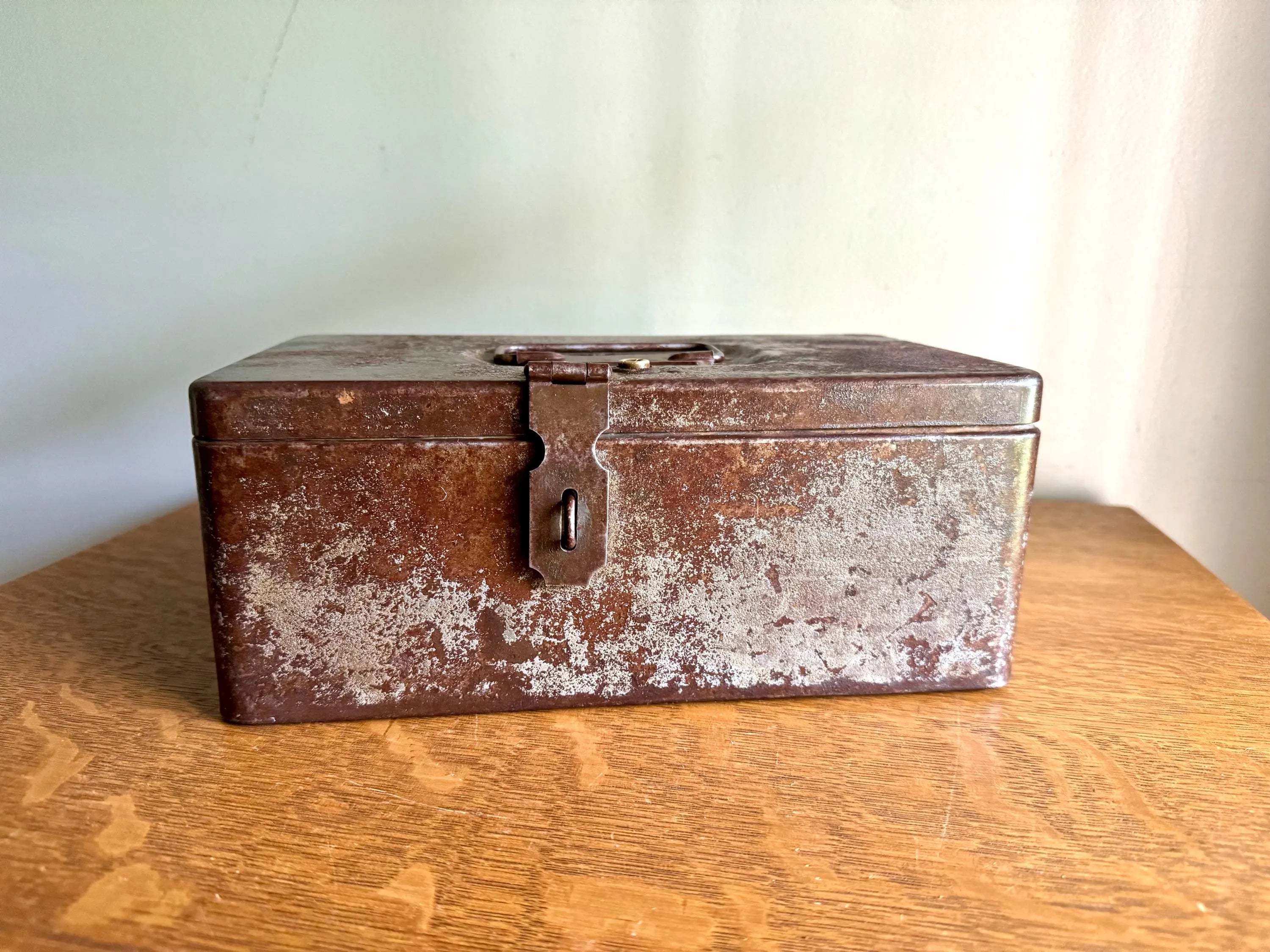 Vintage Rustic Cash/Money Box | Rustic Metal Strong Box | Distressed Metal Box | Stash Box | Heavy Duty Box | Cosmetic Box | Utility Box
