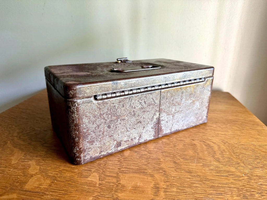 Vintage Rustic Cash/Money Box | Rustic Metal Strong Box | Distressed Metal Box | Stash Box | Heavy Duty Box | Cosmetic Box | Utility Box