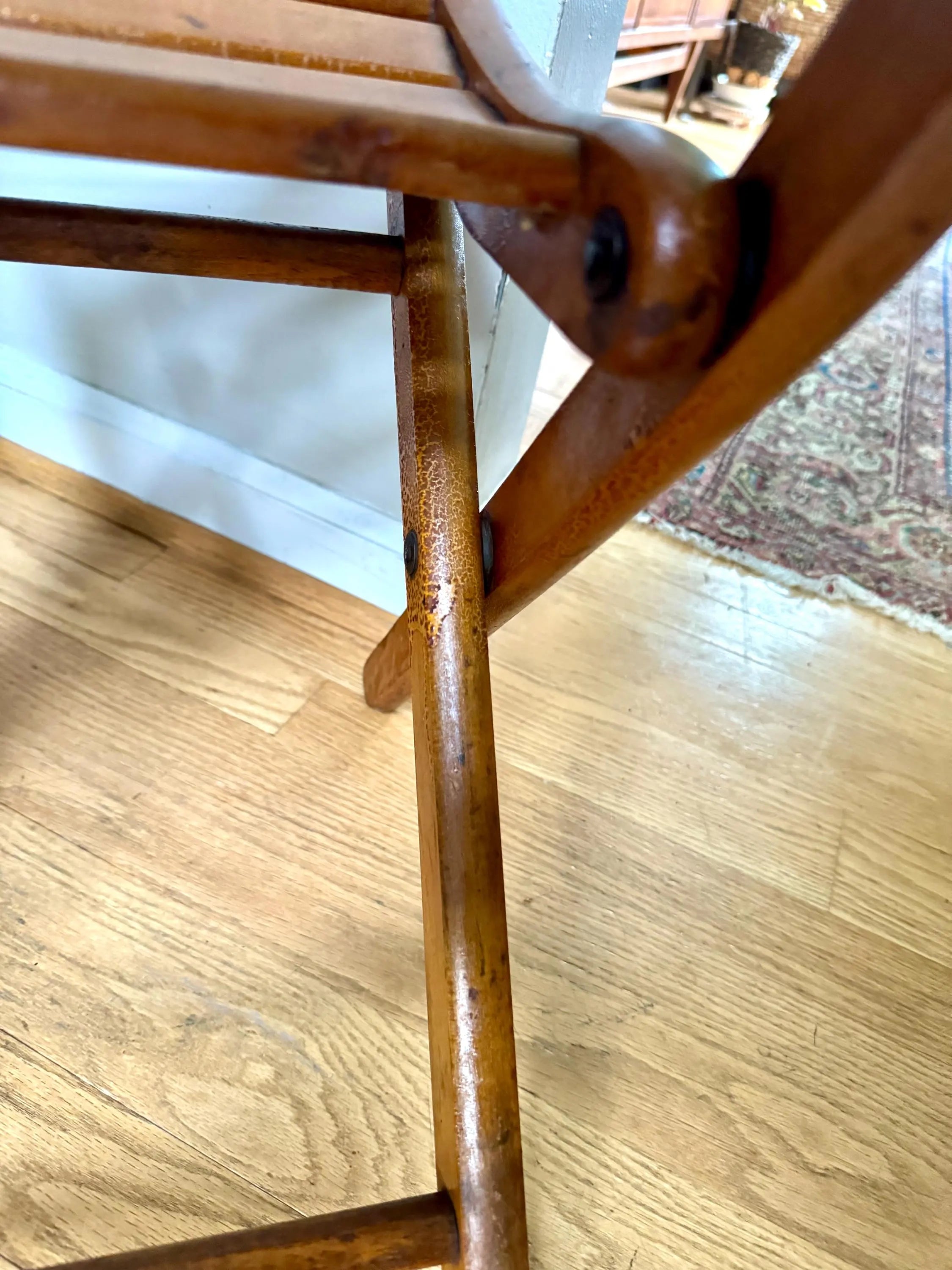 Antique Child's Slatted Wood Folding Chair | Small Unique Folding Wood Chair | Antique Folding Chair | Rustic Folding Chair | Extra Seating