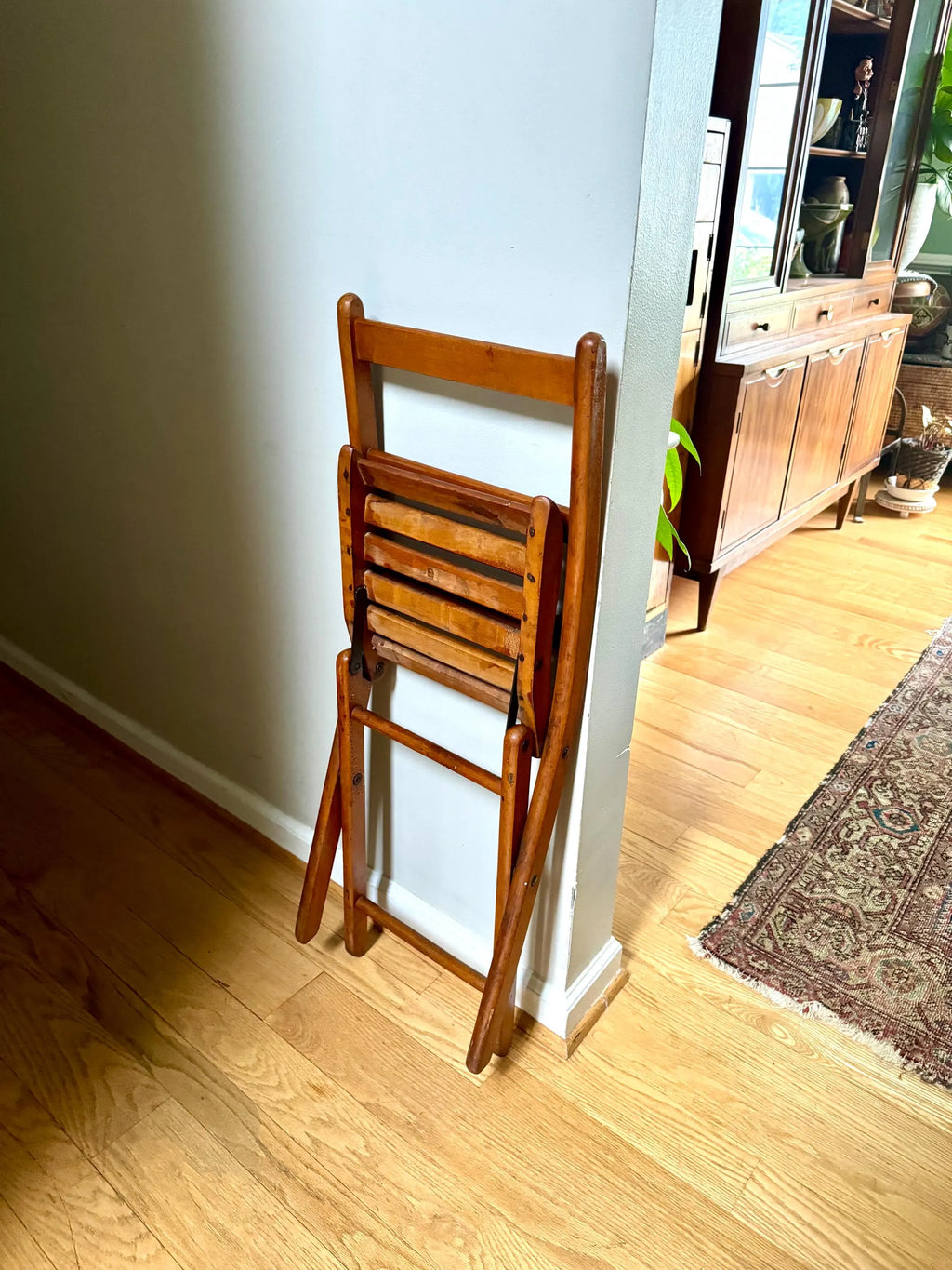 Antique Child's Slatted Wood Folding Chair | Small Unique Folding Wood Chair | Antique Folding Chair | Rustic Folding Chair | Extra Seating