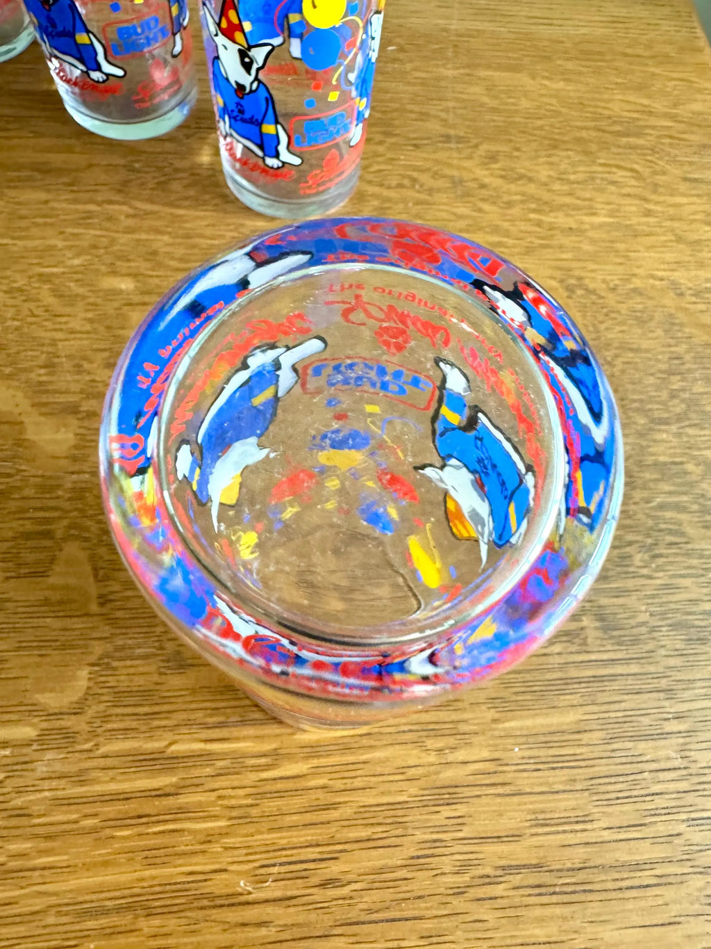 Spud MacKenzie Bud Light Beer Glasses | Vintage Spud MacKenzie Beer Glasses| Vintage Bud Light Beer Glasses | 4 Beer Advertisement Glasses