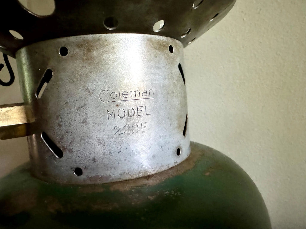 Vintage Distressed Coleman Model 228E Lantern | Coleman 1955 Coleman Lantern | Model 220F Coleman Lantern | Clear Glass Duel Mantel