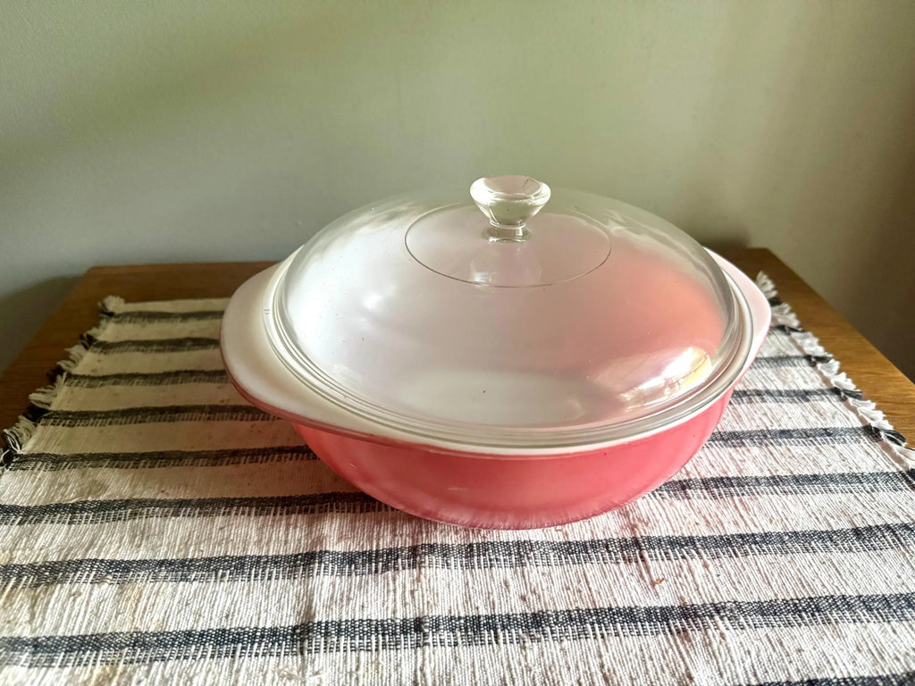 Vintage Pink Pyrex Casserole Bowl With Lid | Pyrex 024 Pink Casserole Bowl | 2 Quart Pink Glass Bowl | 50's Casserole Bowl with Lid