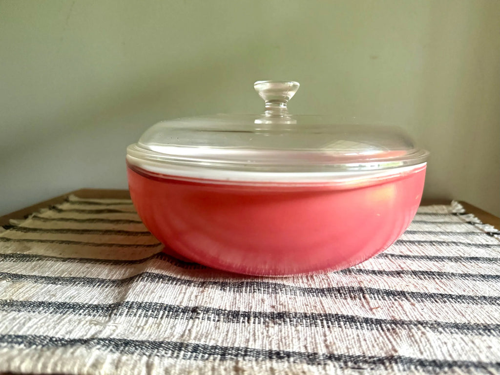 Vintage Pink Pyrex Casserole Bowl With Lid | Pyrex 024 Pink Casserole Bowl | 2 Quart Pink Glass Bowl | 50's Casserole Bowl with Lid