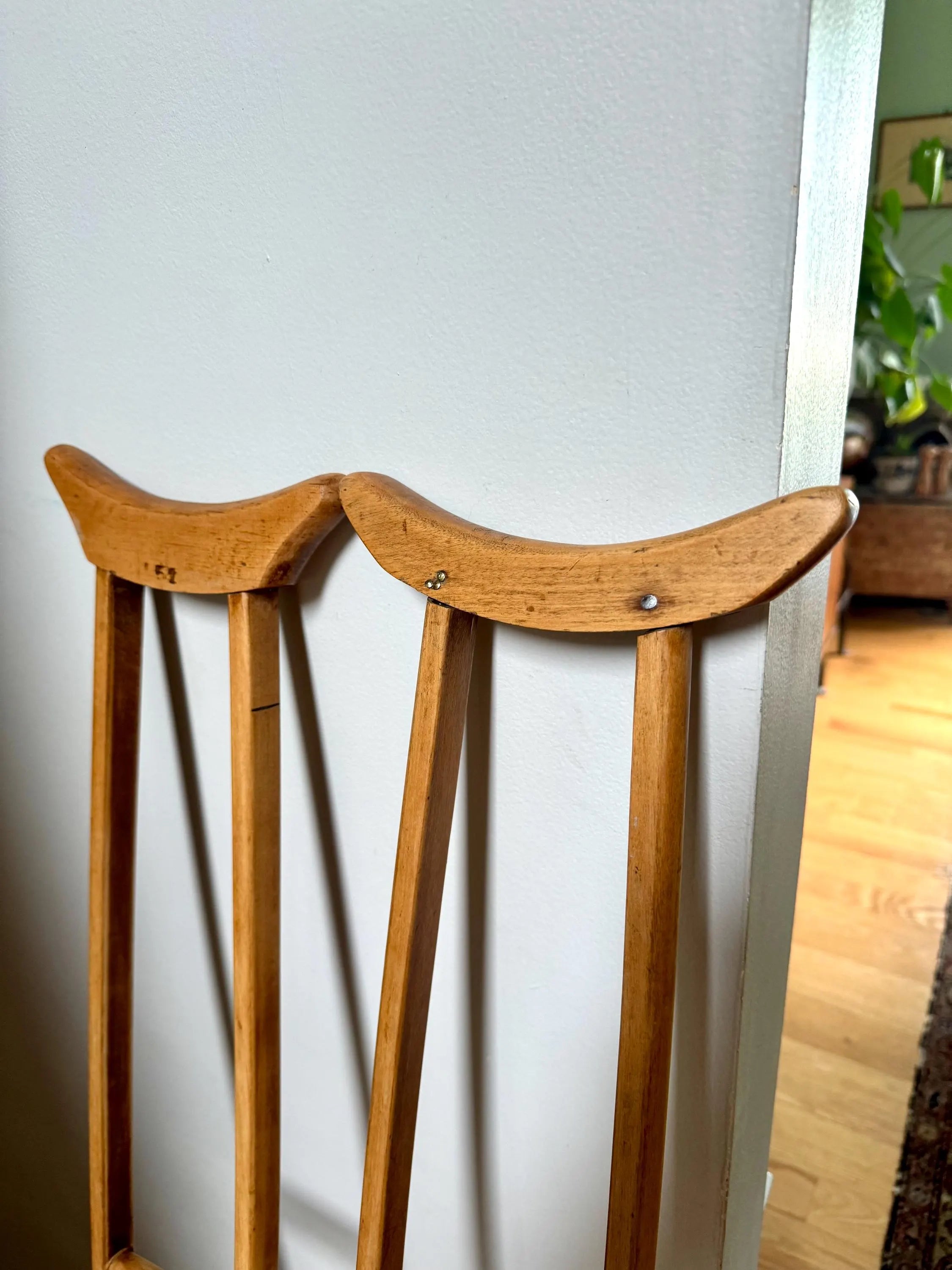 Pair of Wooden Crutches | Antique Split Wood Crutches | Vintage Medical Decor | Doctor Office Decor | Antique Split Wood Crutches