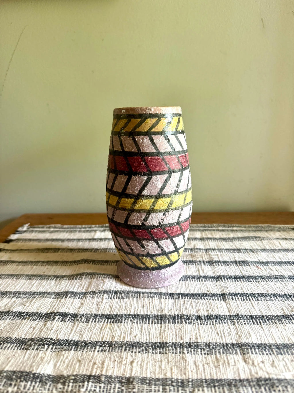 Vintage Italian Rossini MCM Vase | Rossini Abstract Geometric Textured Lava Glaze Vase | Italian MCM Textured Vase