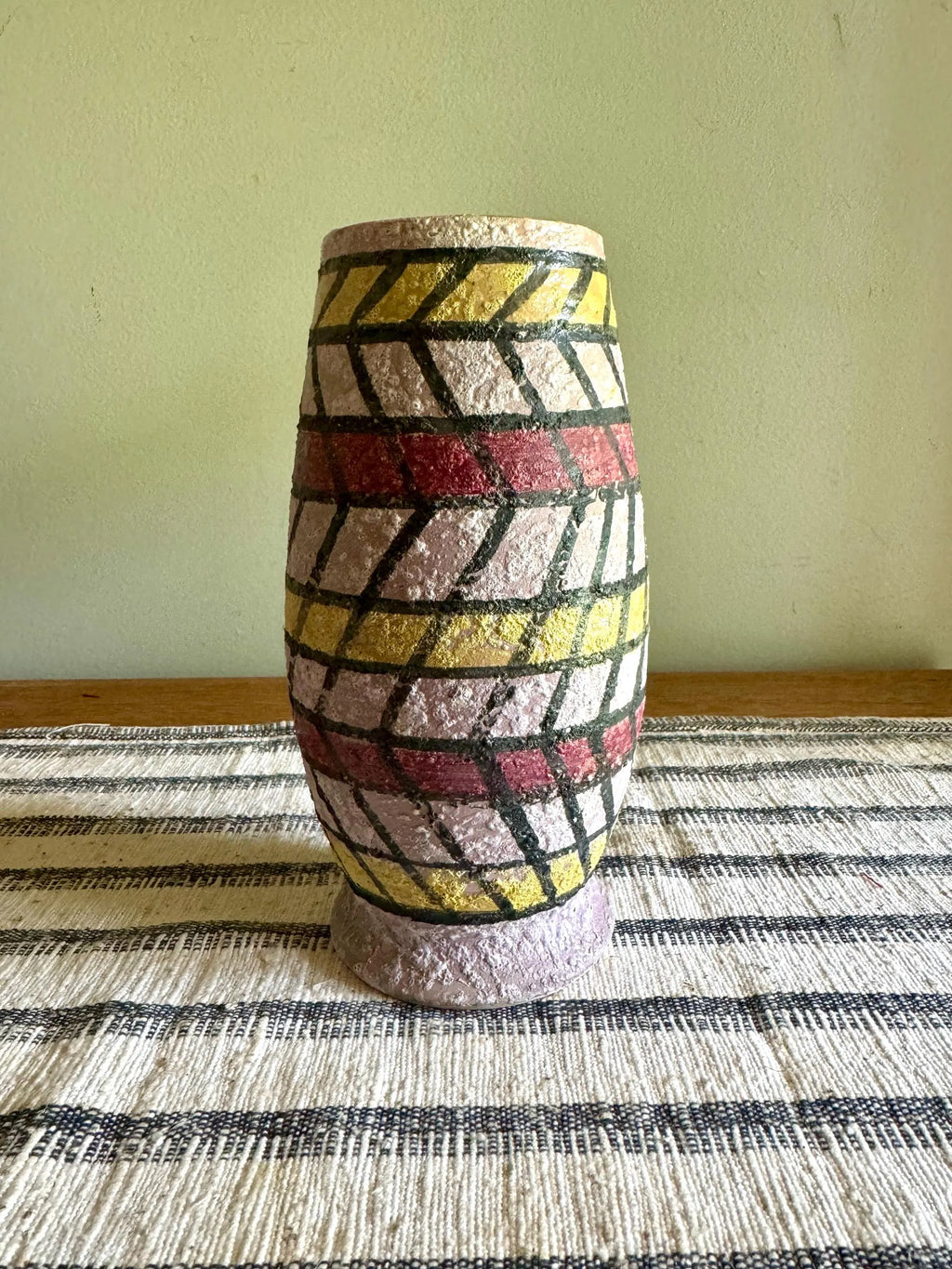 Vintage Italian Rossini MCM Vase | Rossini Abstract Geometric Textured Lava Glaze Vase | Italian MCM Textured Vase