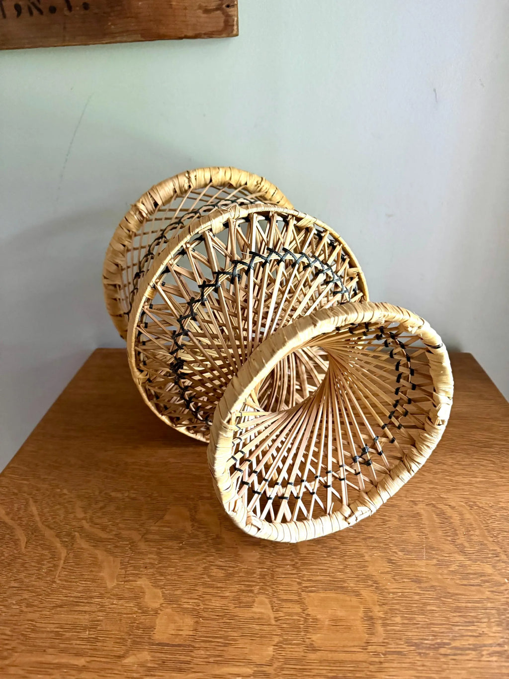 Natural Wicker Plant Stand | Vintage Peacock Rattan Basket Plant Pedestal | Woven Wicker Basket Planter | Bohemian Style Planter Stand