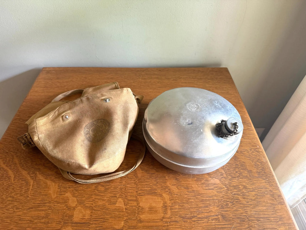 Vintage Boy Scouts of America Canteen In Canvas Sling  | Regal Aluminum Canteen In Canvas Pouch | Green Boy Scouts Canvas Canteen Sling