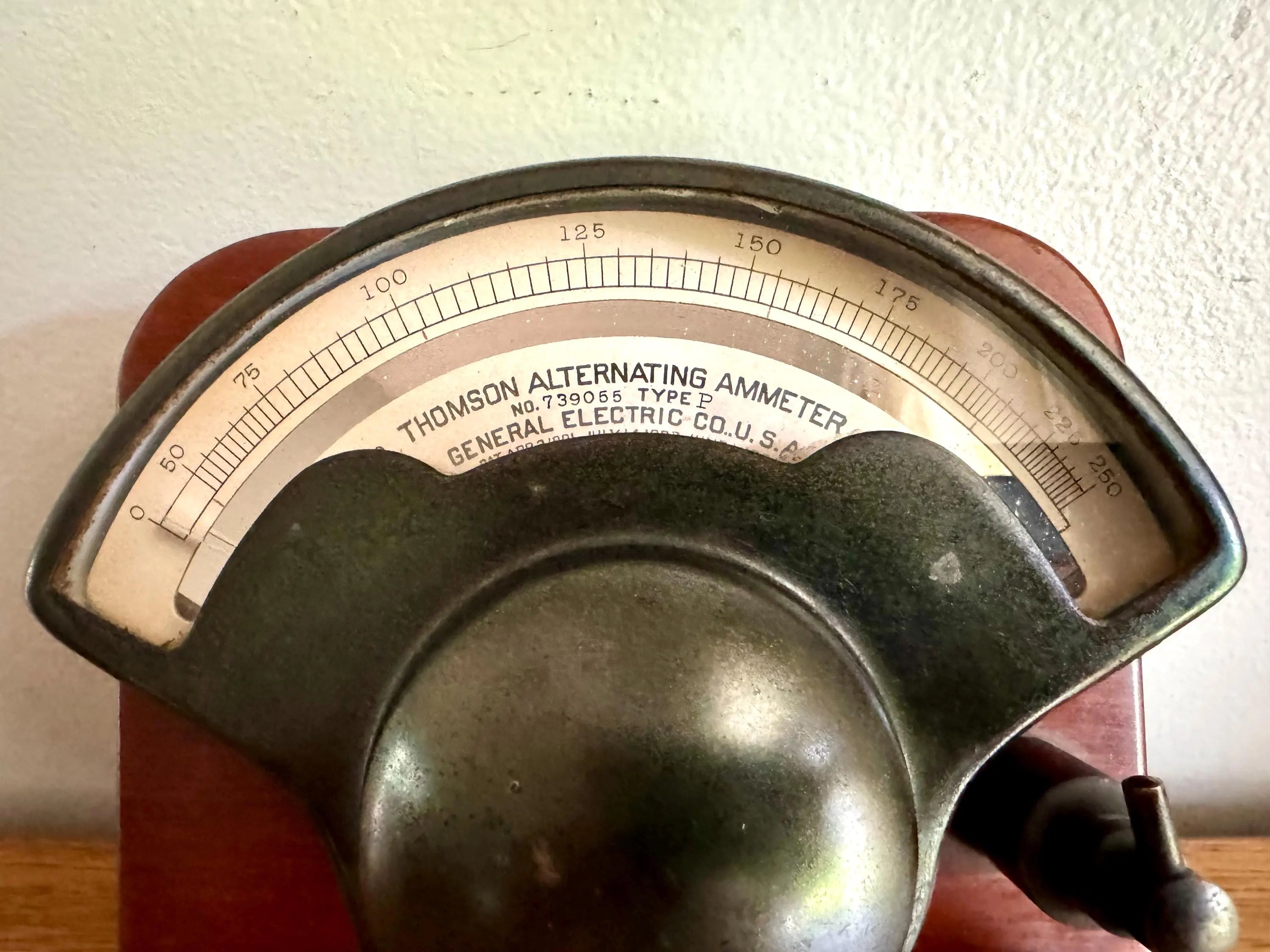 Antique Thomson Alternating Ammeter | General Electric Amp Gauge | Wooden Type P Thomson Alternating Ammeter | Vintage Electric Meter