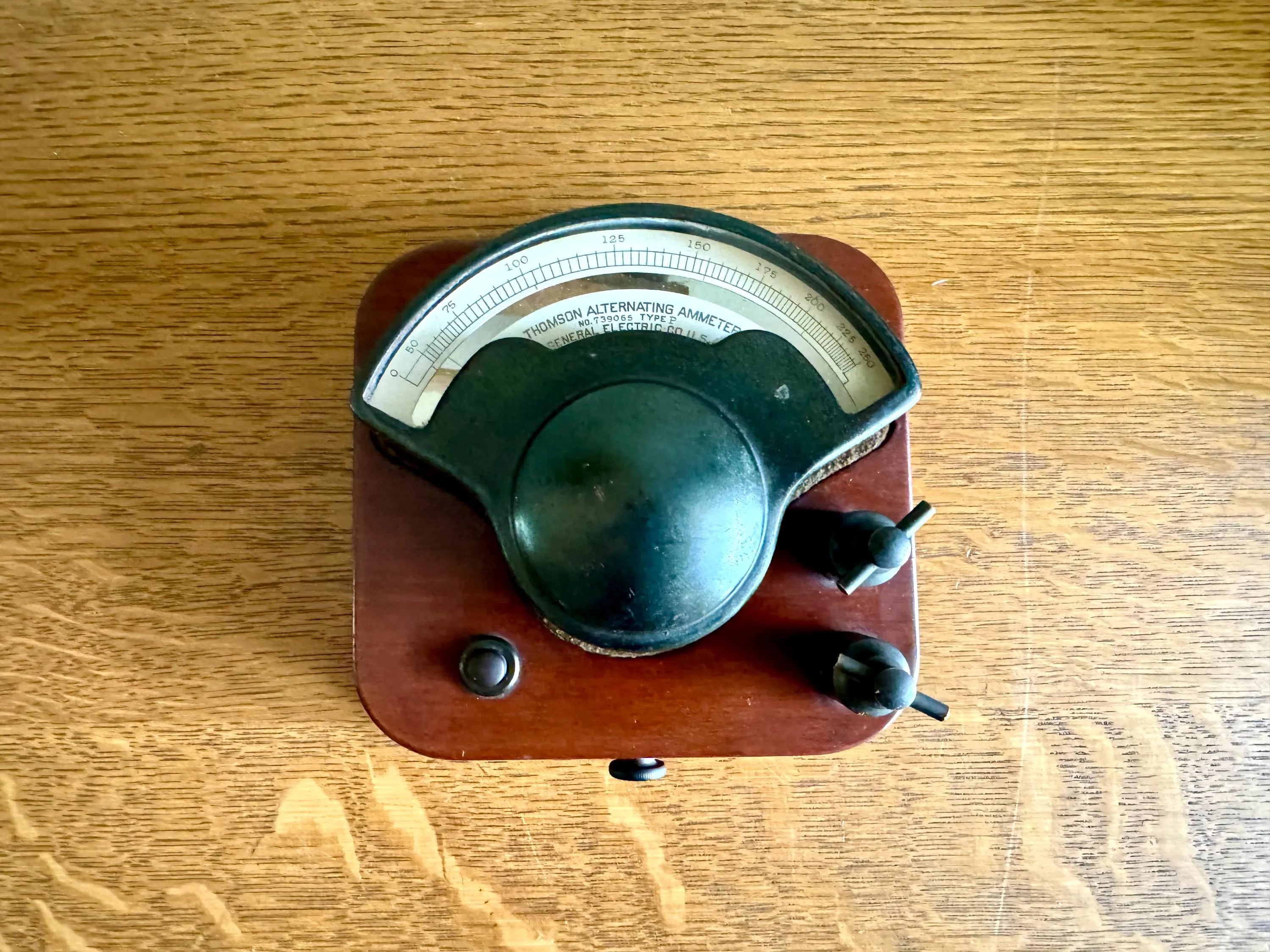 Antique Thomson Alternating Ammeter | General Electric Amp Gauge | Wooden Type P Thomson Alternating Ammeter | Vintage Electric Meter