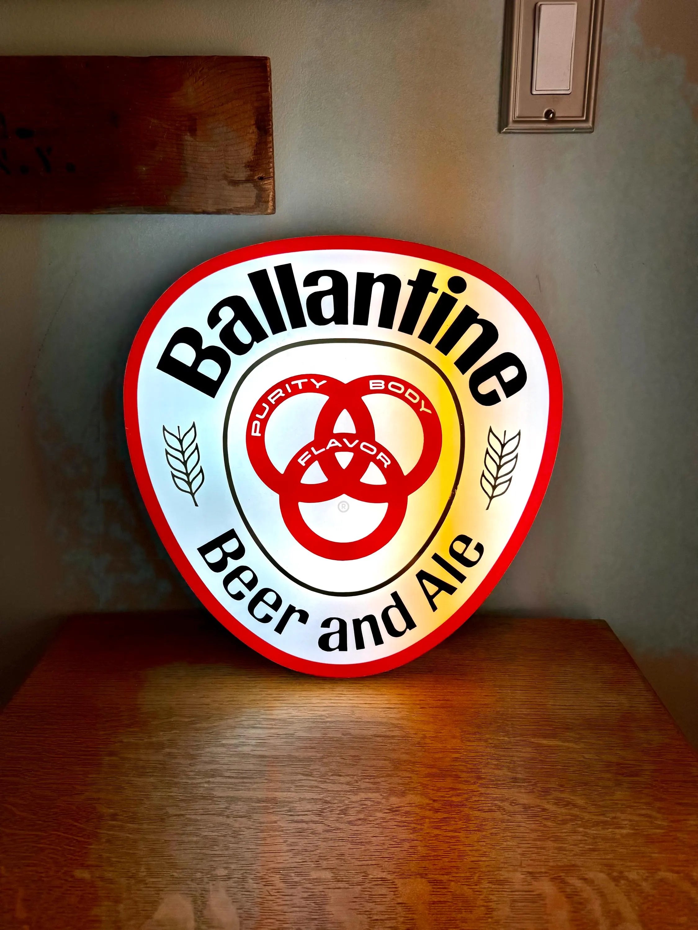 Vintage Ballantine Beer Advertisement Sign | Bar Lighted Sign | Large Ballantine Beer Lighted Sign | Falstaf Brewing Company Sign