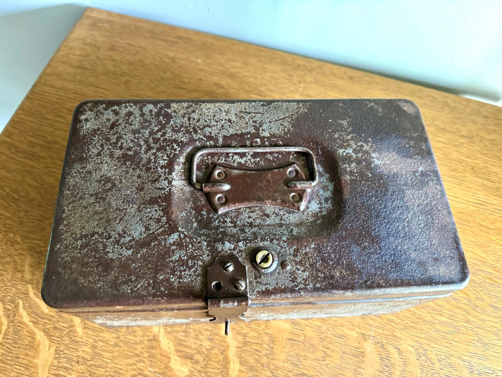 Vintage Rustic Cash/Money Box | Rustic Metal Strong Box | Distressed Metal Box | Stash Box | Heavy Duty Box | Cosmetic Box | Utility Box