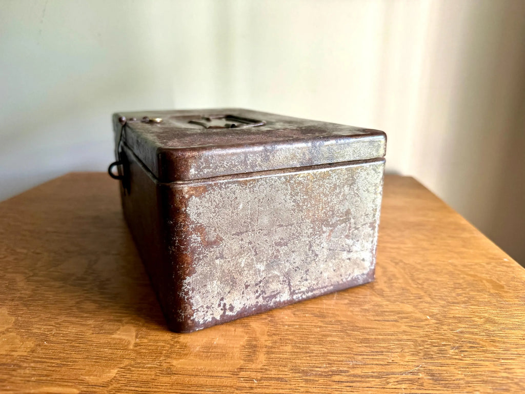Vintage Rustic Cash/Money Box | Rustic Metal Strong Box | Distressed Metal Box | Stash Box | Heavy Duty Box | Cosmetic Box | Utility Box