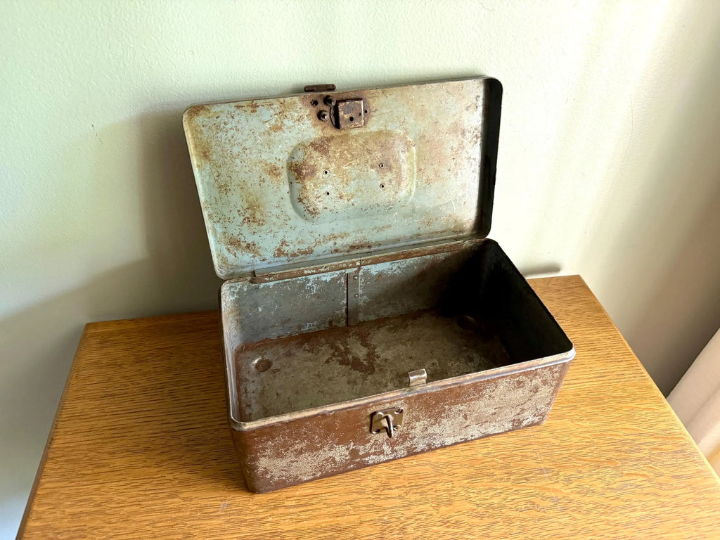 Vintage Rustic Cash/Money Box | Rustic Metal Strong Box | Distressed Metal Box | Stash Box | Heavy Duty Box | Cosmetic Box | Utility Box