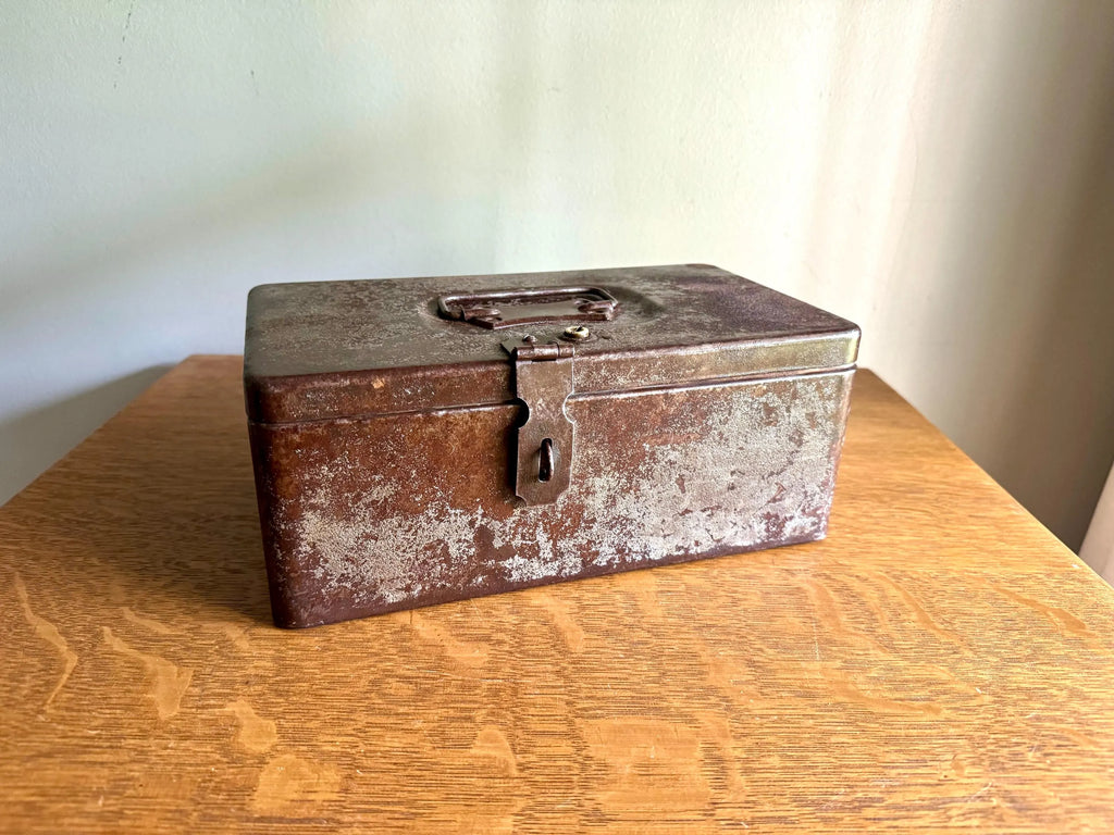 Vintage Rustic Cash/Money Box | Rustic Metal Strong Box | Distressed Metal Box | Stash Box | Heavy Duty Box | Cosmetic Box | Utility Box
