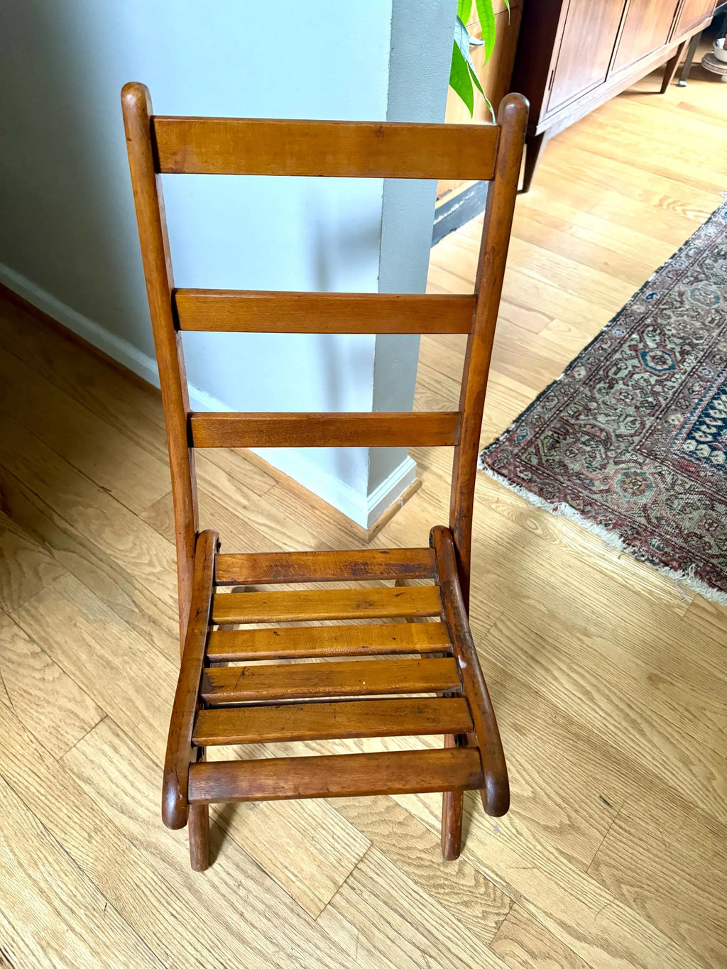 Antique Child's Slatted Wood Folding Chair | Small Unique Folding Wood Chair | Antique Folding Chair | Rustic Folding Chair | Extra Seating