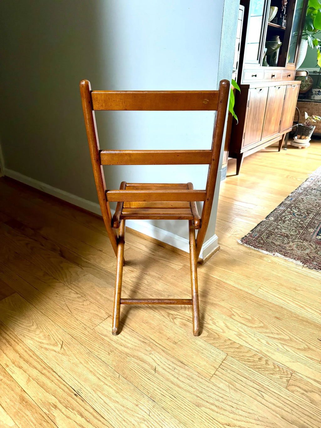 Antique Child's Slatted Wood Folding Chair | Small Unique Folding Wood Chair | Antique Folding Chair | Rustic Folding Chair | Extra Seating