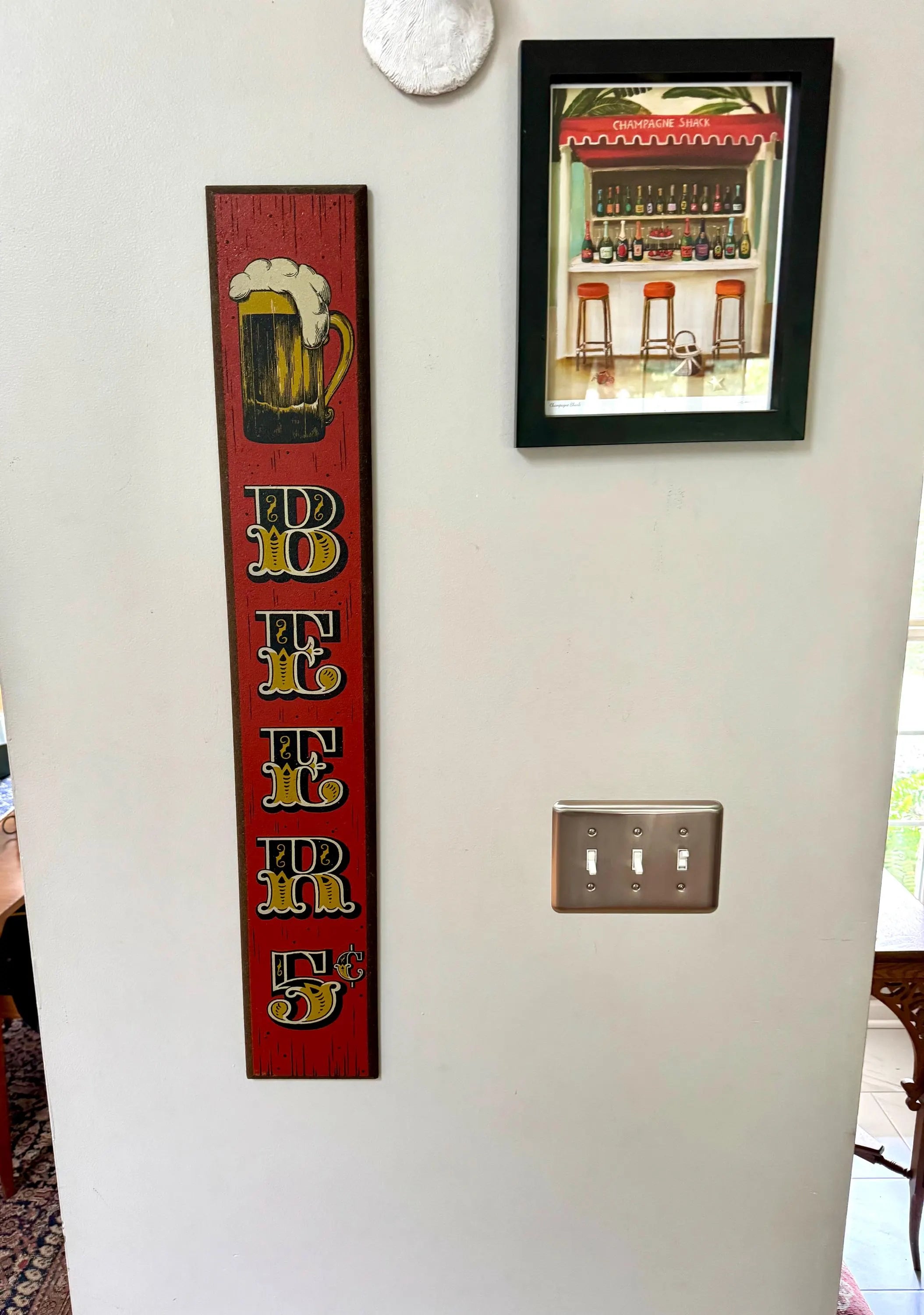 Vintage Yorkraft Wooden Beer Sign | Rustic Bar Decor | Hand Crafted Wooden Pub Sign | Man Cave Decor | Beer 5 Cents | Red Beer Novelty Sign