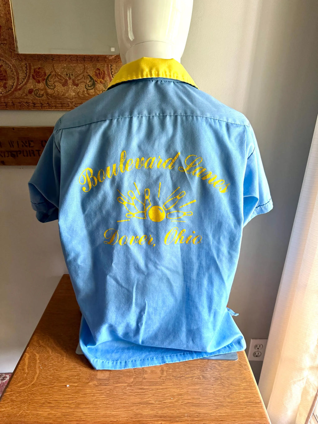 Vtg Embroidered Bowling Club Shirt | Blue and Yellow 50's Bowling Shirt | Boulevard Lanes Bowling Club Bowling Shirt (S/M) Hank's Shirt
