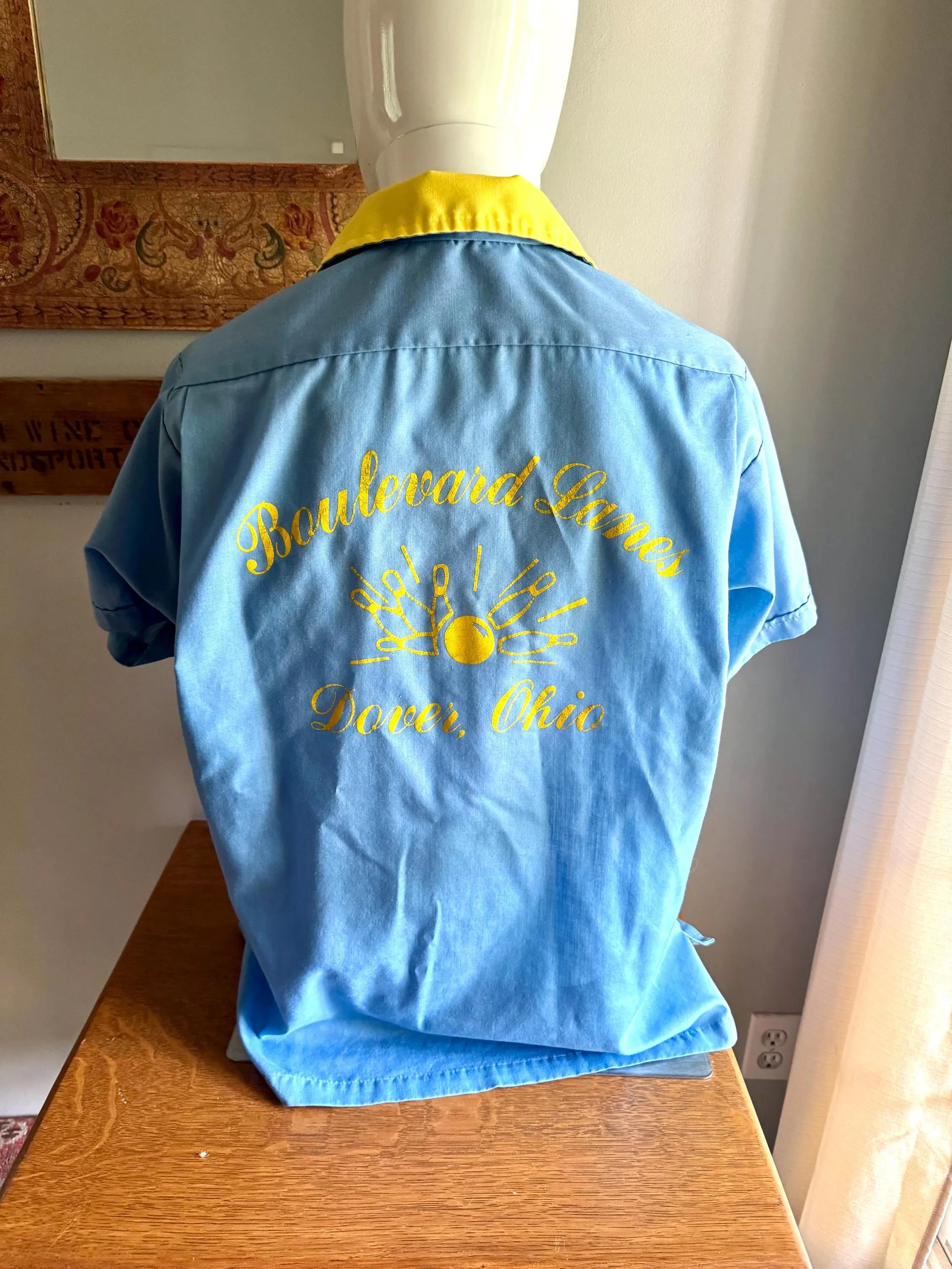 Vtg Embroidered Bowling Club Shirt | Blue and Yellow 50's Bowling Shirt | Boulevard Lanes Bowling Club Bowling Shirt (S/M) Hank's Shirt
