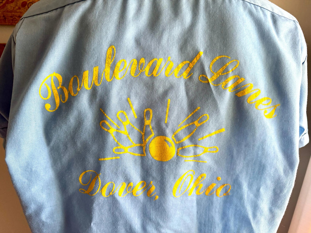 Vtg Embroidered Bowling Club Shirt | Blue and Yellow 50's Bowling Shirt | Boulevard Lanes Bowling Club Bowling Shirt (S/M) Hank's Shirt