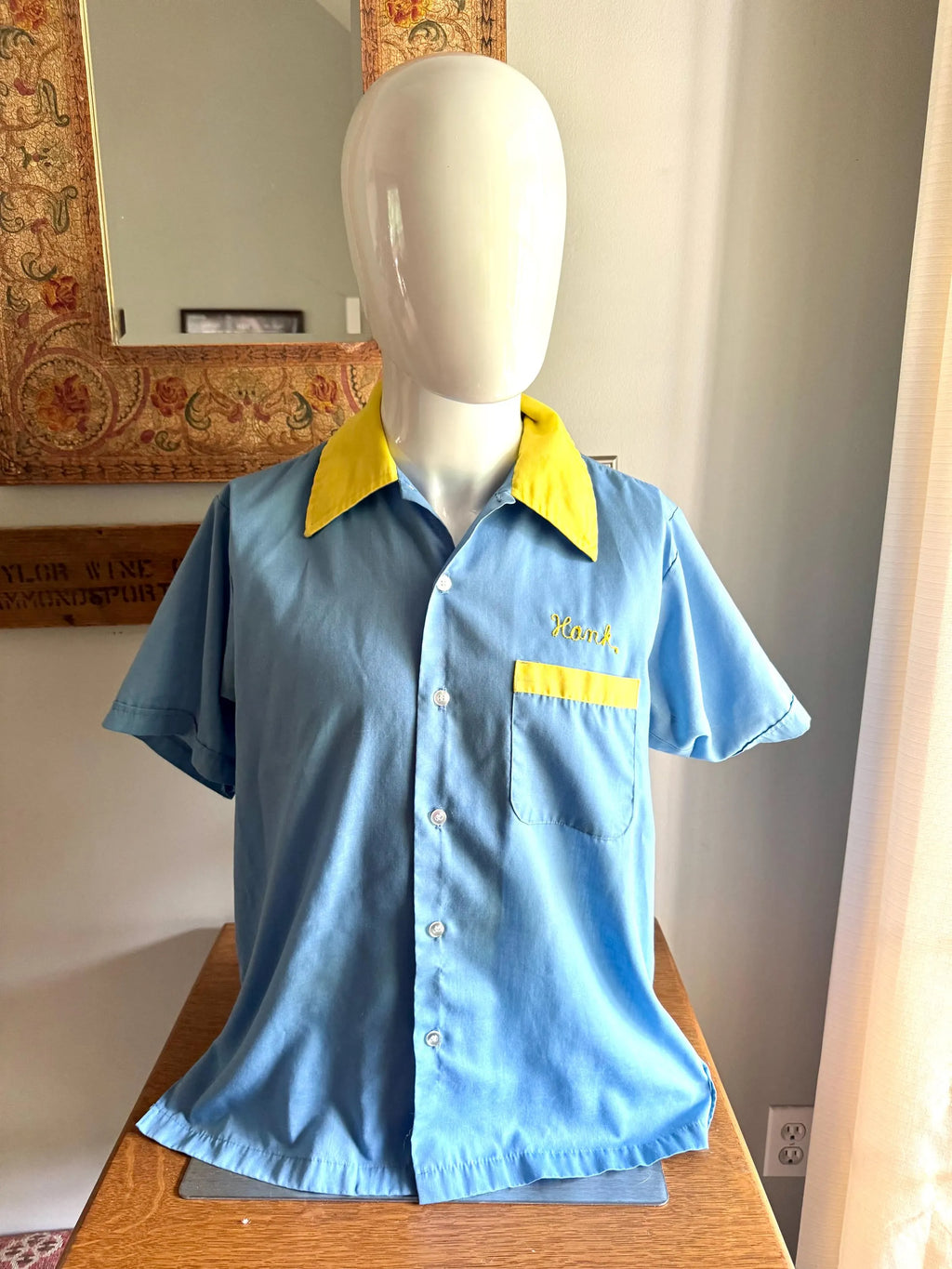 Vtg Embroidered Bowling Club Shirt | Blue and Yellow 50's Bowling Shirt | Boulevard Lanes Bowling Club Bowling Shirt (S/M) Hank's Shirt