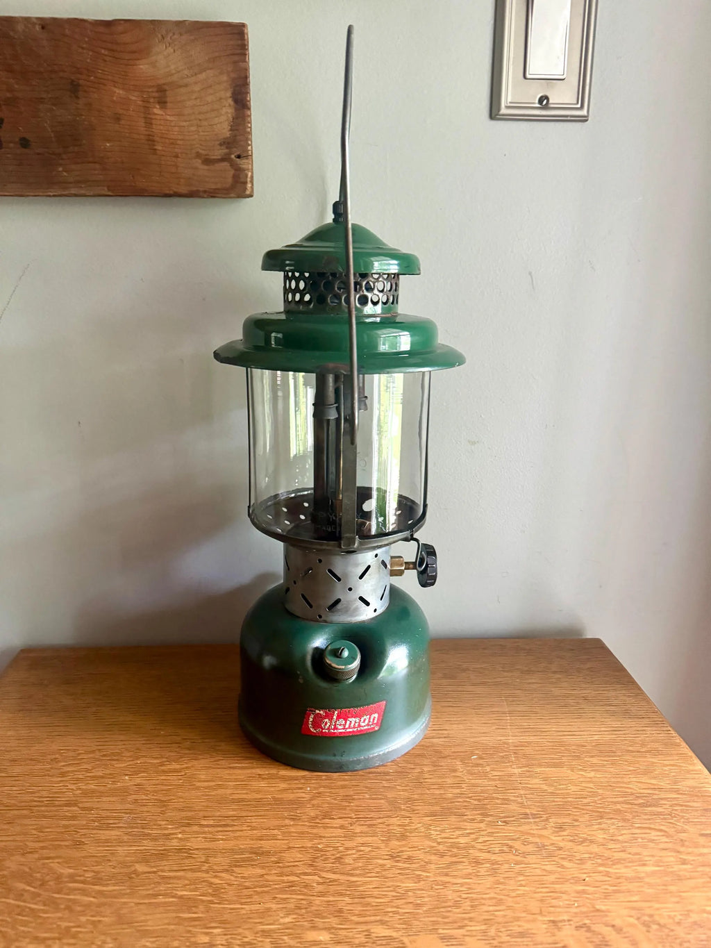 Vintage Distressed Coleman Model 228E Lantern | Coleman 1955 Coleman Lantern | Model 220F Coleman Lantern | Clear Glass Duel Mantel