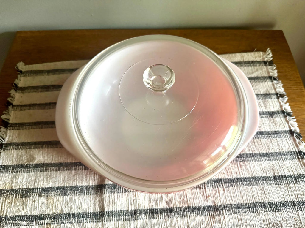 Vintage Pink Pyrex Casserole Bowl With Lid | Pyrex 024 Pink Casserole Bowl | 2 Quart Pink Glass Bowl | 50's Casserole Bowl with Lid