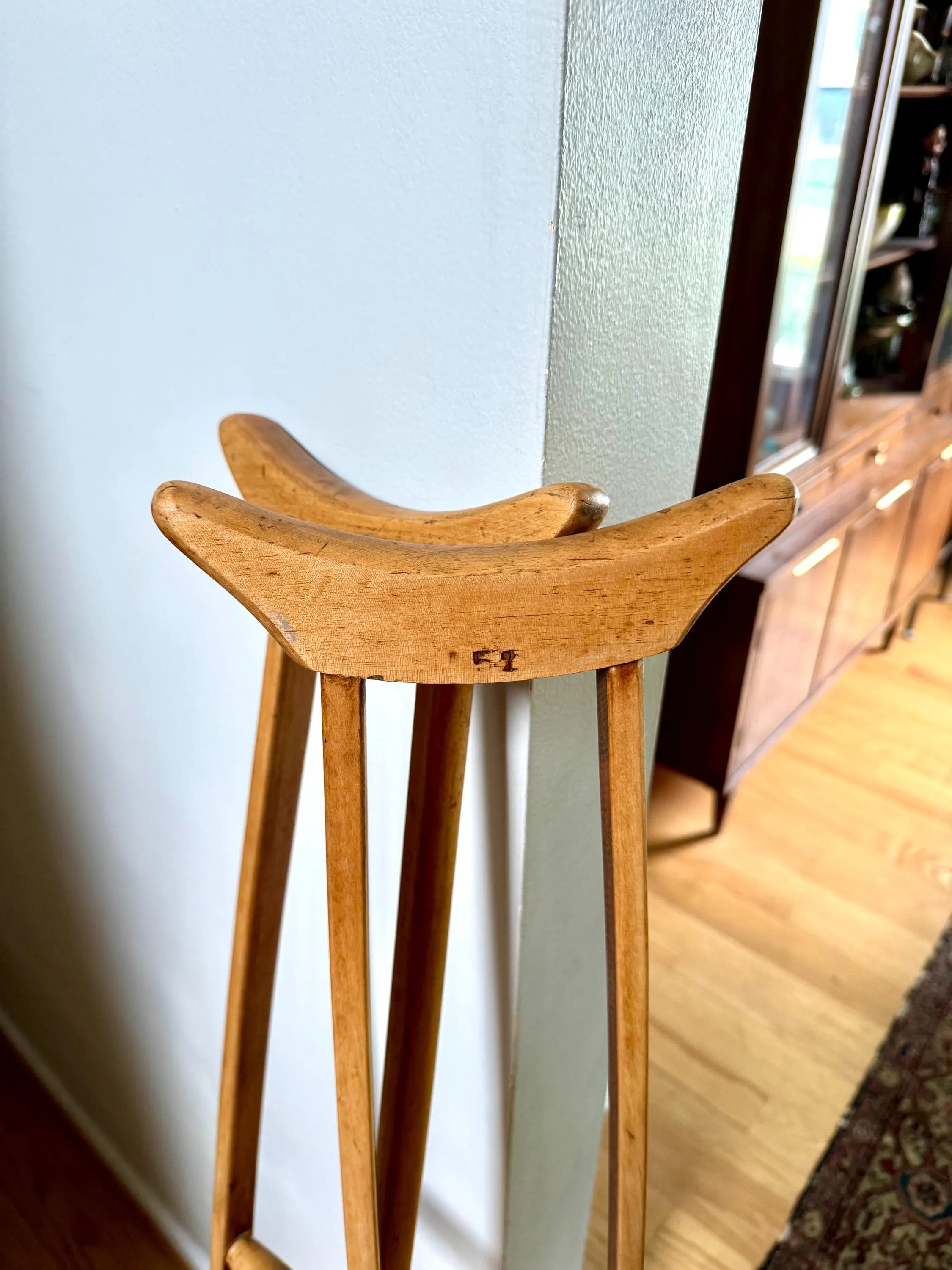 Pair of Wooden Crutches | Antique Split Wood Crutches | Vintage Medical Decor | Doctor Office Decor | Antique Split Wood Crutches