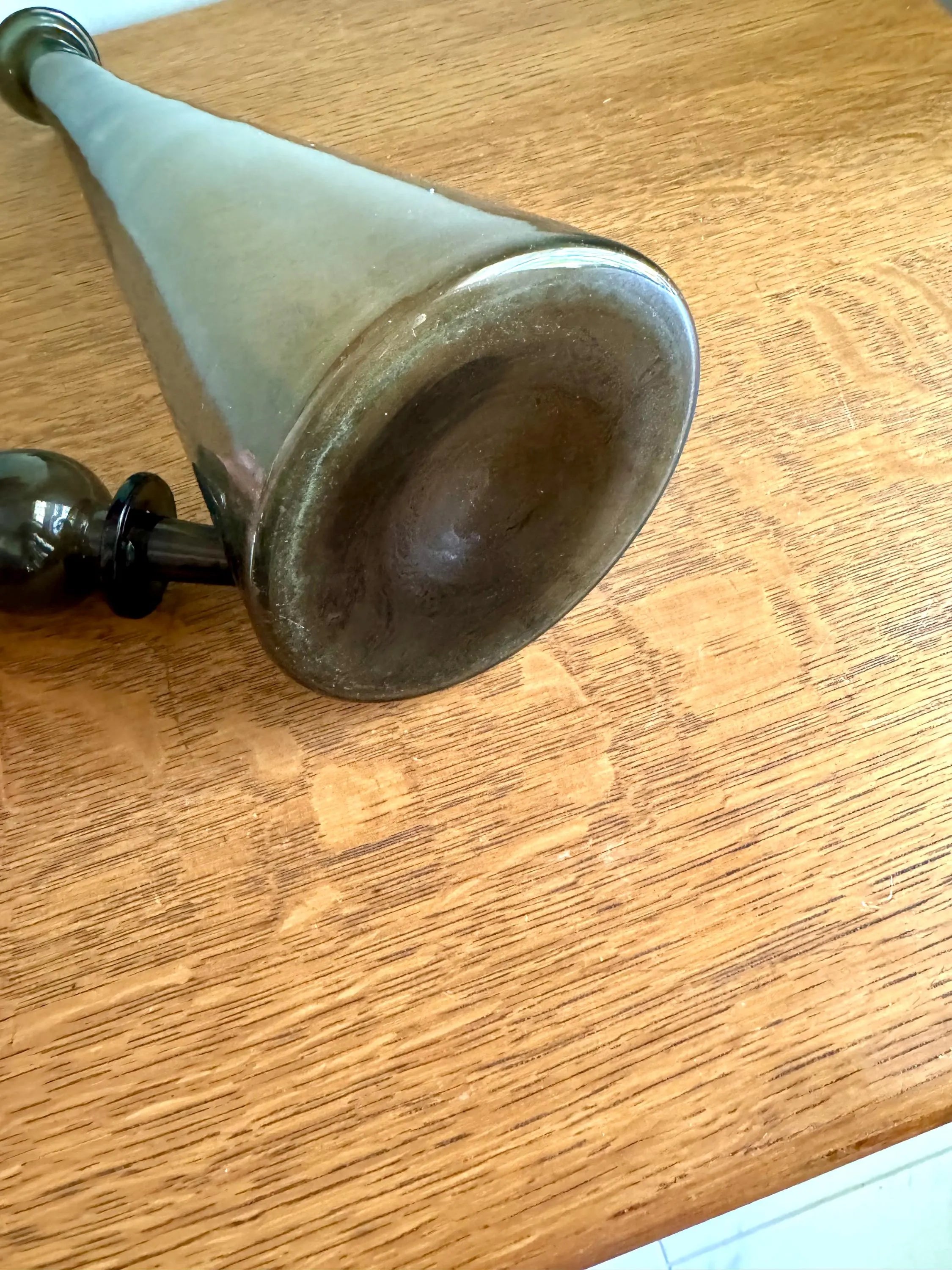 Large Charcoal Smoked Empoli Glass Bottle | Smoked Italian Glass Decanter | 19" Genie Bottle Smoked Gray | Bohemian Style Bottle| Boho Decor