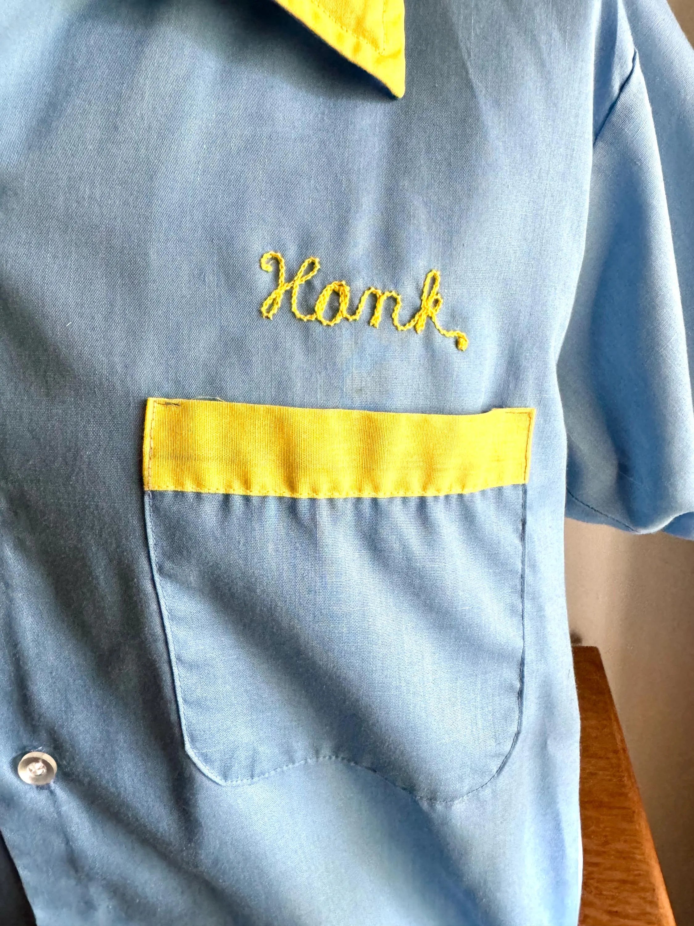 Vtg Embroidered Bowling Club Shirt | Blue and Yellow 50's Bowling Shirt | Boulevard Lanes Bowling Club Bowling Shirt (S/M) Hank's Shirt