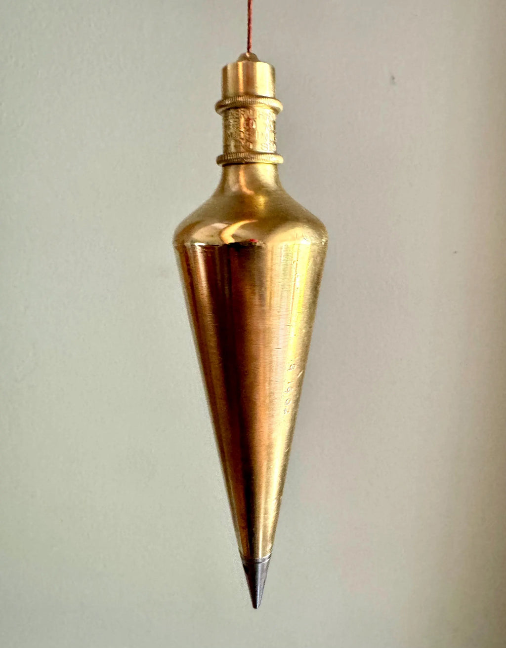 Vtg Brass Plumb Bob With Steel Tip | General Hardware No. 800 Plumb Bob | 16 oz. Brass Plumb Bob With Leather Belt Case