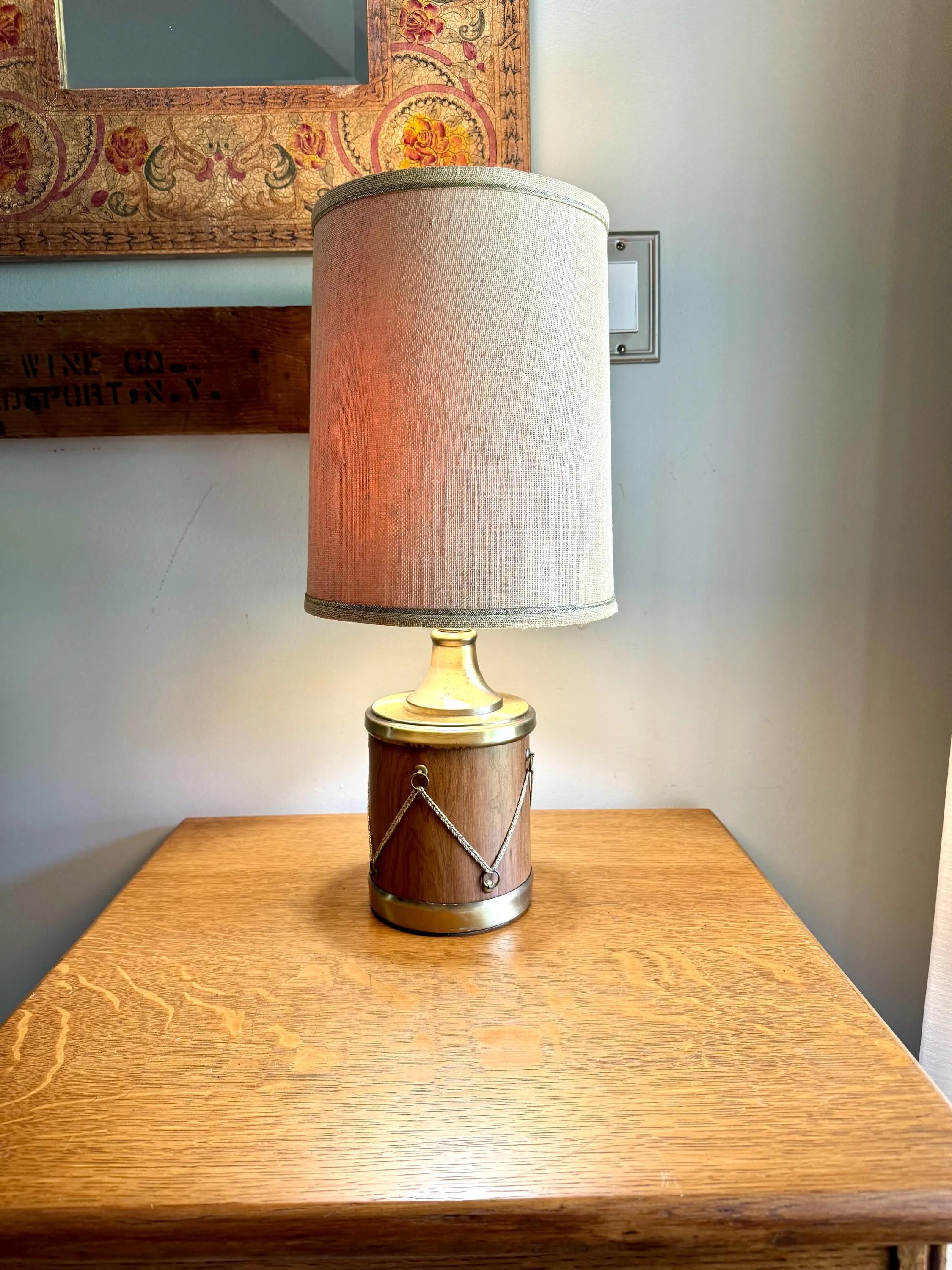 Vtg Drum Style Desk Lamp | Brass Federal Drum Style Lamp | Musical Drum Style Lamp | Small Drum Table Lamp