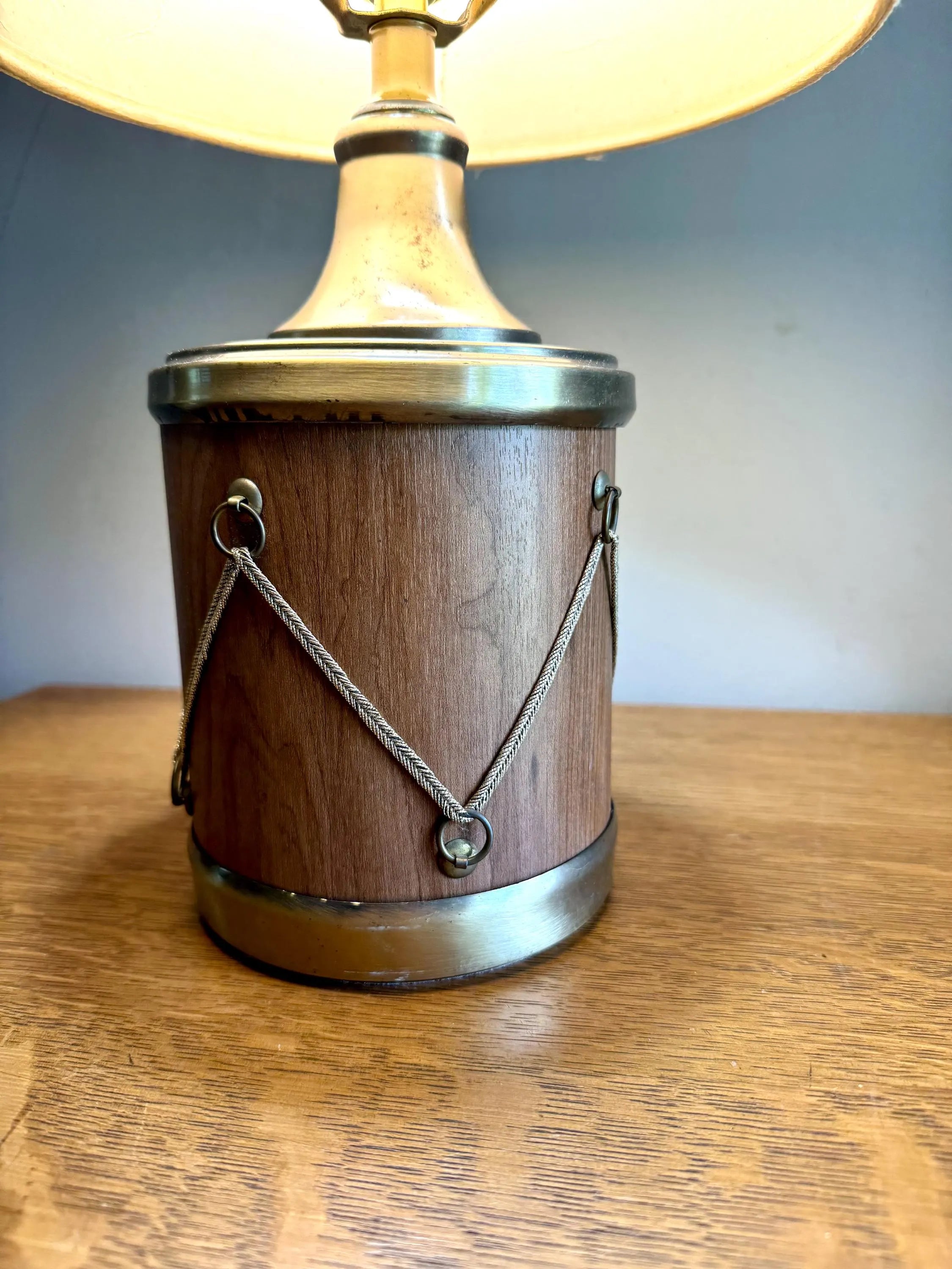 Vtg Drum Style Desk Lamp | Brass Federal Drum Style Lamp | Musical Drum Style Lamp | Small Drum Table Lamp