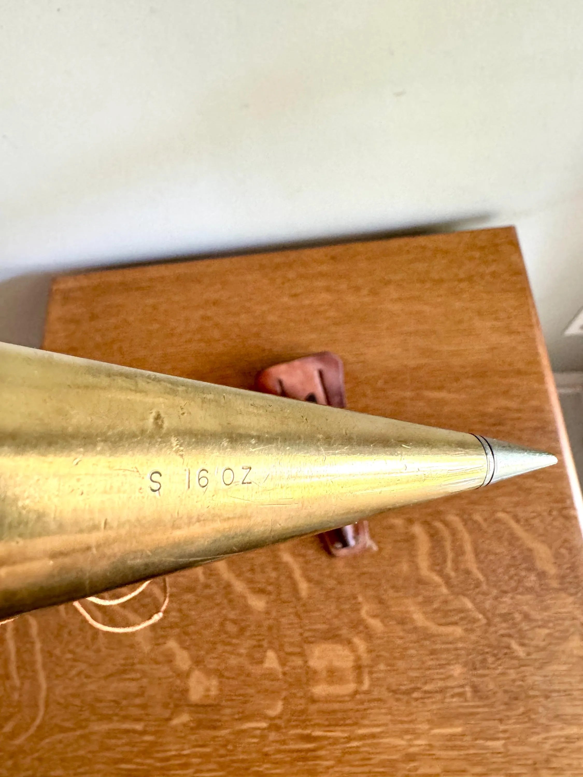 Vtg Brass Plumb Bob With Steel Tip | General Hardware No. 800 Plumb Bob | 16 oz. Brass Plumb Bob With Leather Belt Case