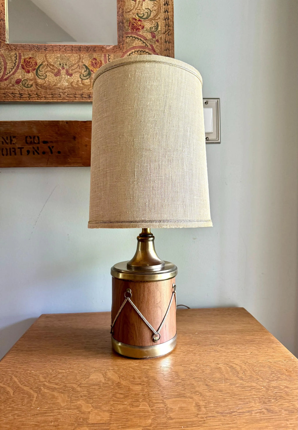 Vtg Drum Style Desk Lamp | Brass Federal Drum Style Lamp | Musical Drum Style Lamp | Small Drum Table Lamp