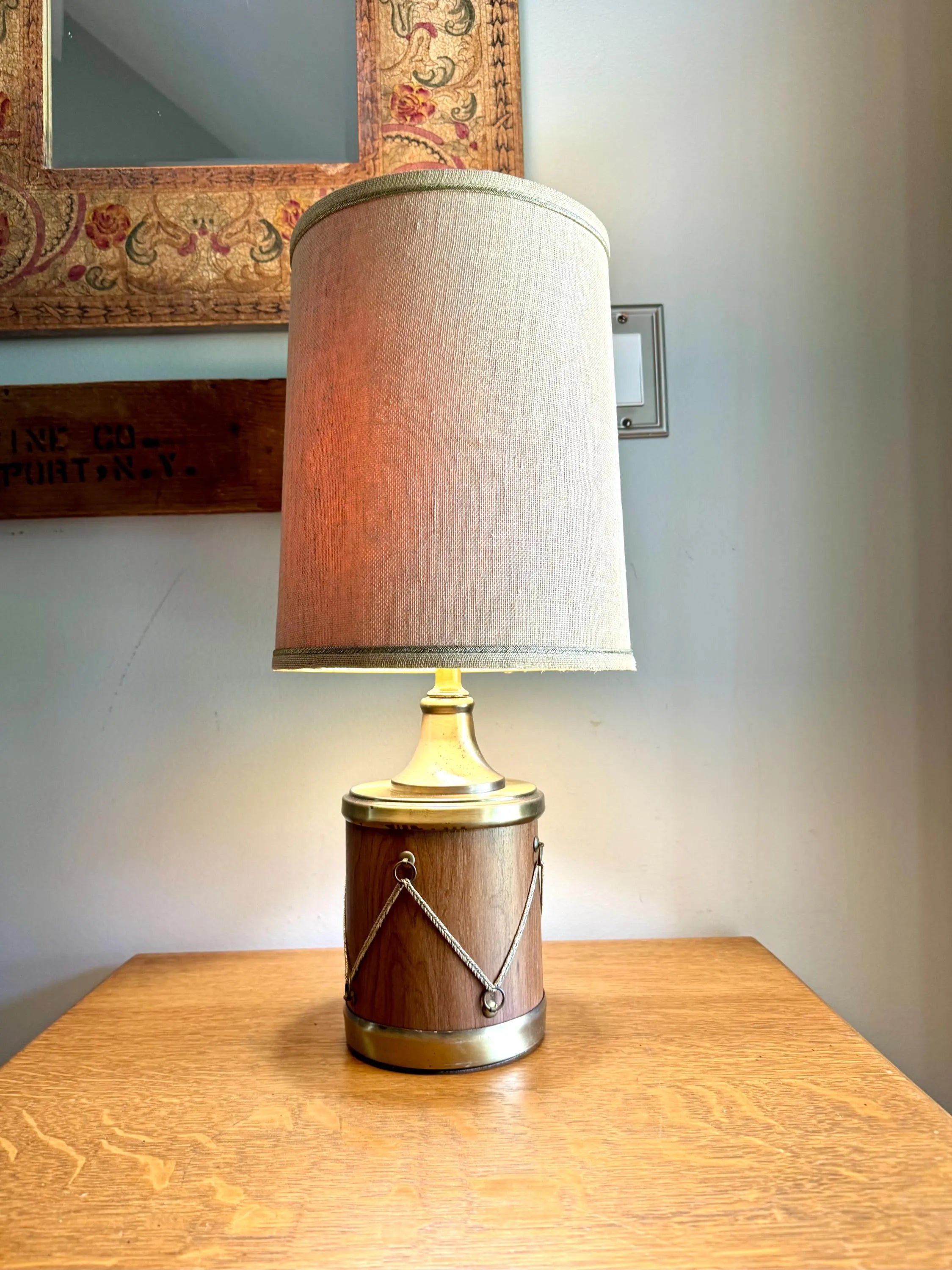 Vtg Drum Style Desk Lamp | Brass Federal Drum Style Lamp | Musical Drum Style Lamp | Small Drum Table Lamp